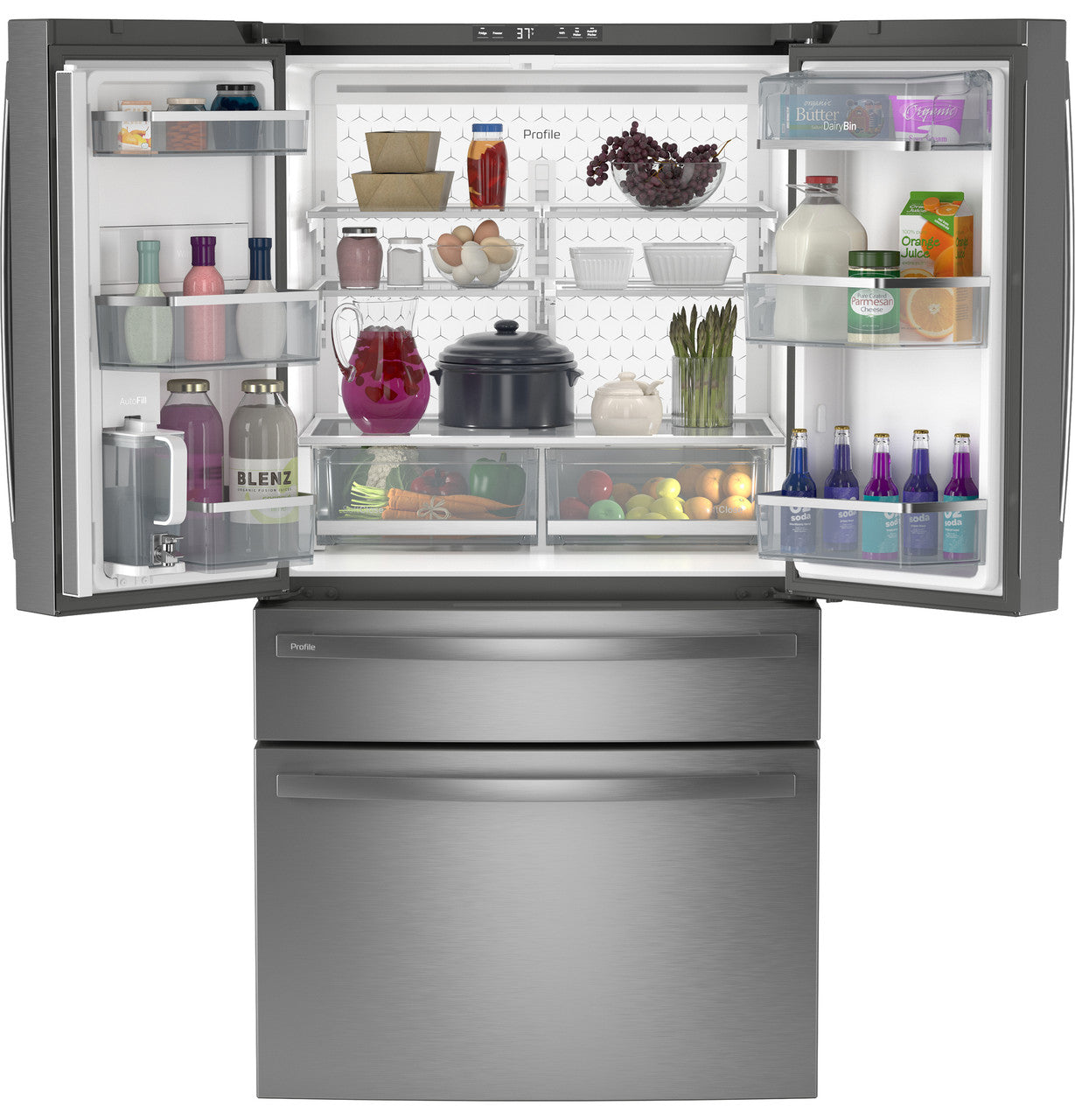 GE Profile - 36 Inch 16.51 cu. ft French Door Refrigerator in Stainless - PGE29BYTFS