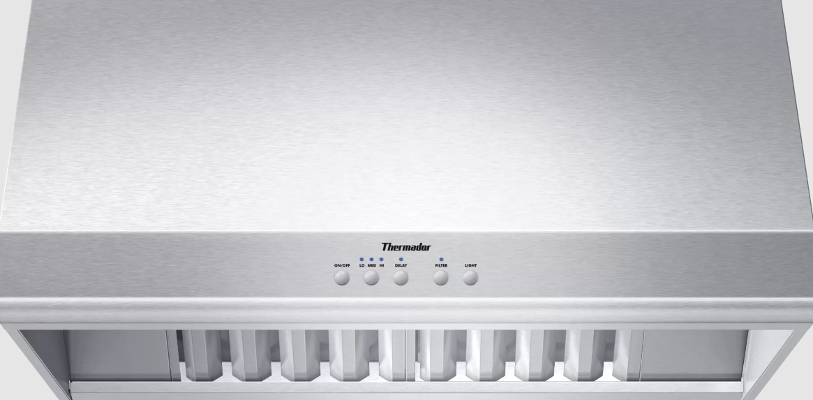 Thermador - 36 Inch Wall Mount and Chimney Range Vent in Stainless - PH36HS