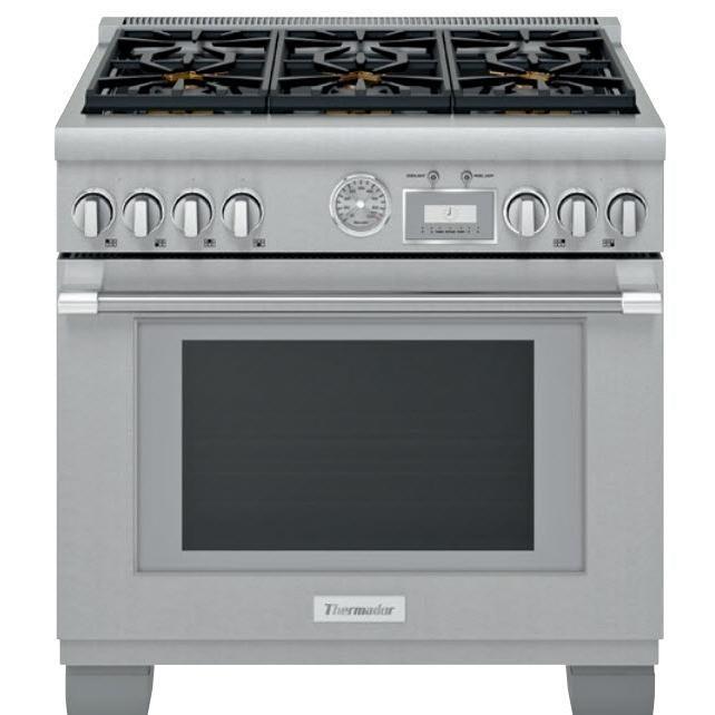 Thermador - 5.7 cu. ft Dual Fuel Range in Stainless (Open Box) - PRD366WGC
