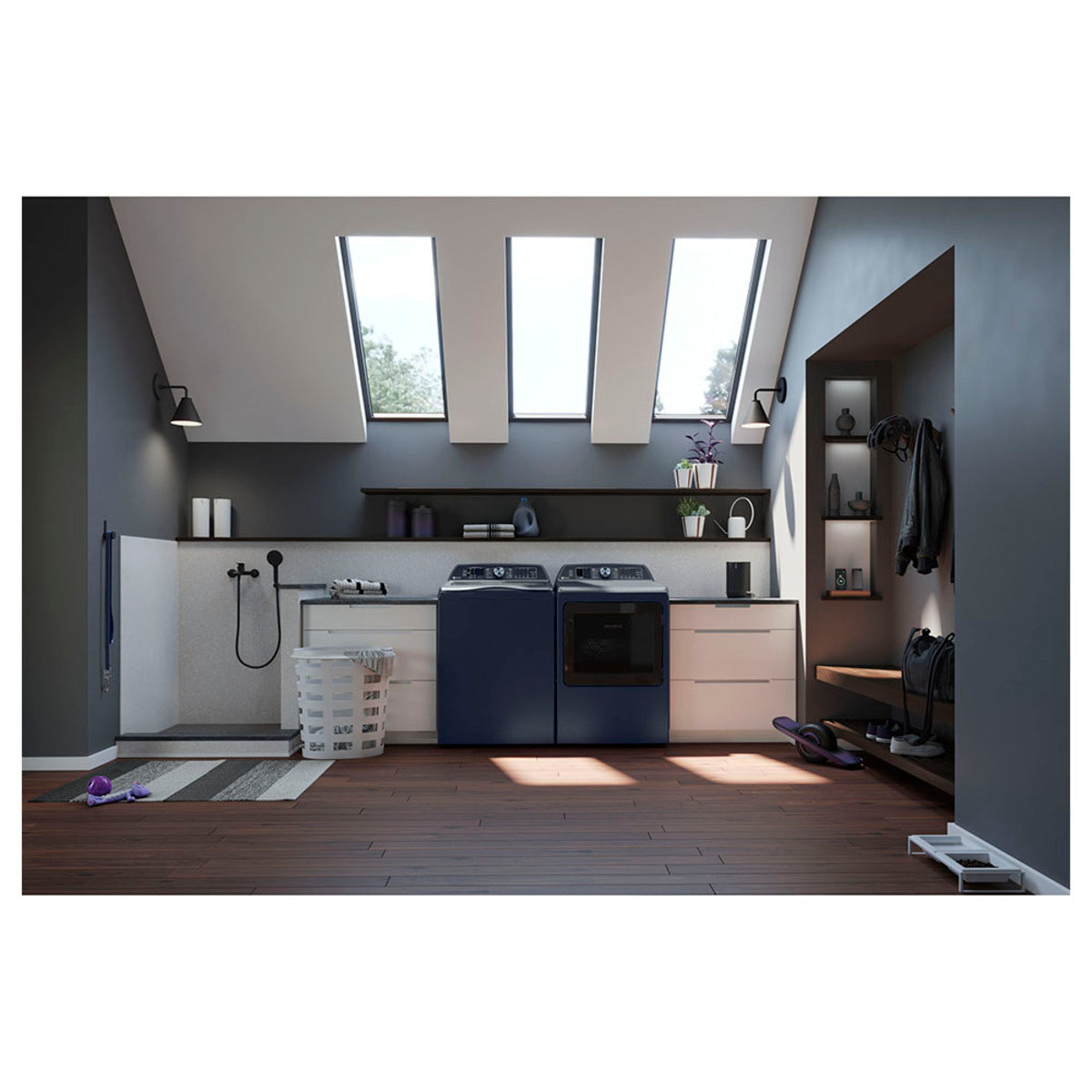 GE - 7.3 cu. Ft Electric Dryer in Blue - PTD90EBMTRS