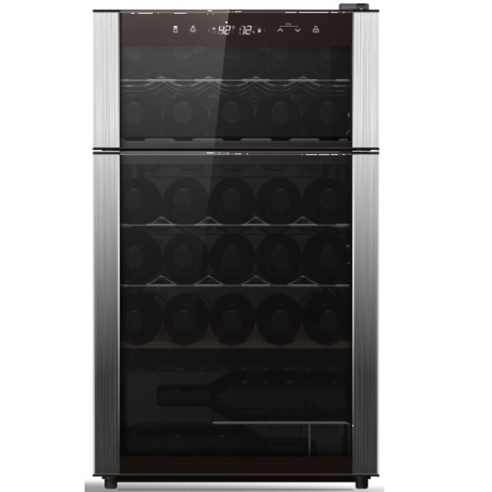 GE - 18.9 Inch 29 Bottles Wine Fridge Refrigerator in Black Stainless - PXR03FLMFSC