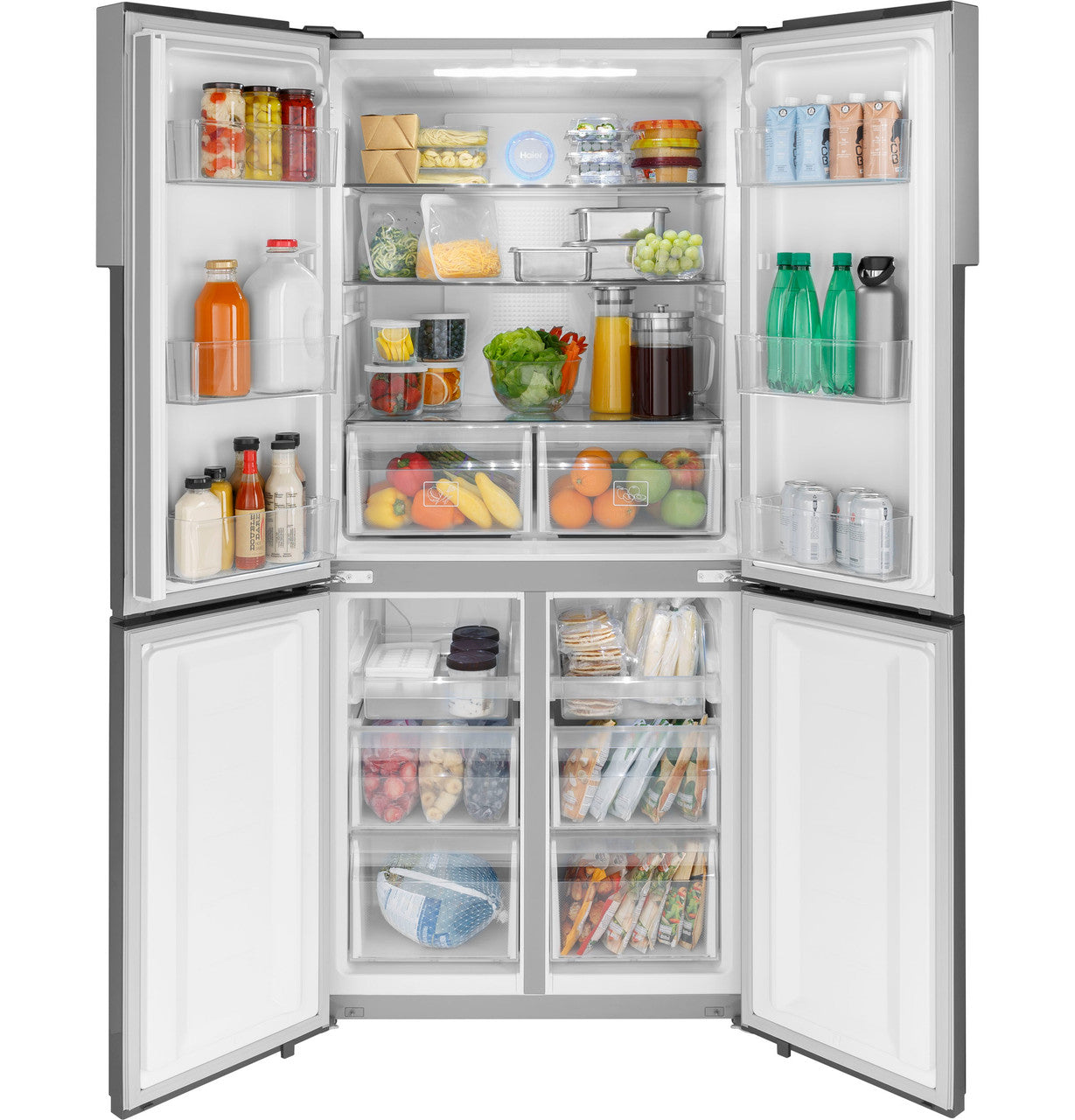 Haier - 33 Inch 16.8 cu. ft 4-Door Refrigerator in Stainless - QHE16HYPFS