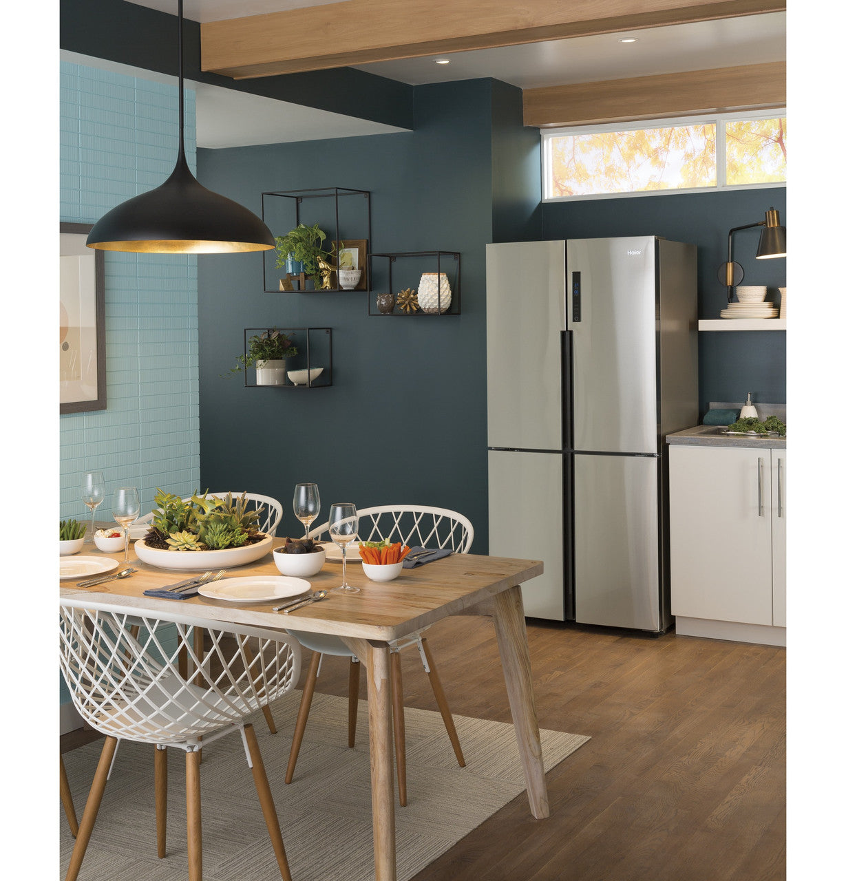 Haier - 33 Inch 16.8 cu. ft 4-Door Refrigerator in Stainless - QHE16HYPFS