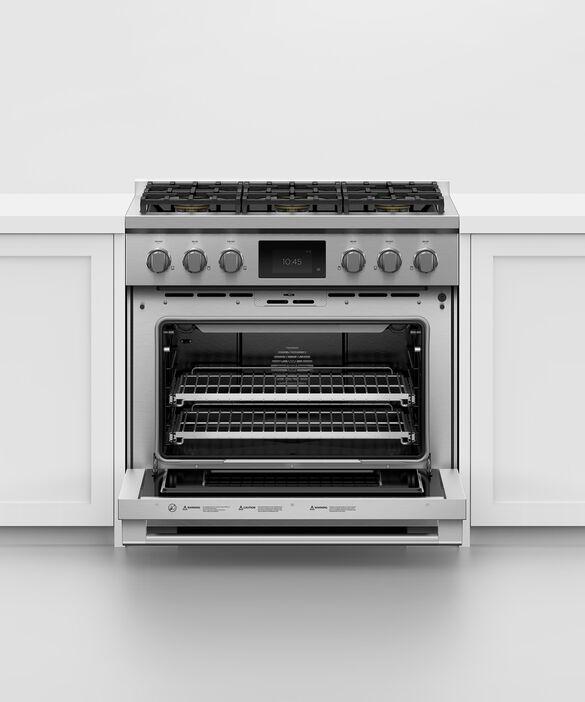Fisher Paykel - 35.75 Inch Dual Fuel Range in Stainless (Premium Floor Model) - RDV3-366-N