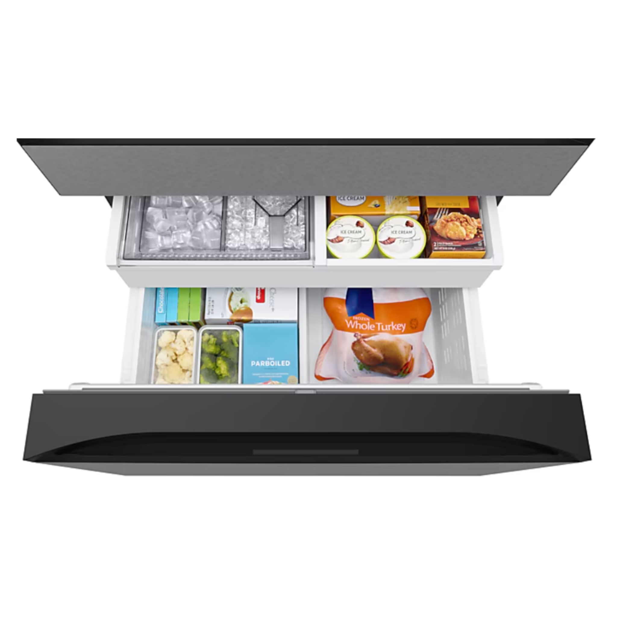 Samsung - 35.75 Inch 28.6 cu. ft French Door Refrigerator in Stainless - RF90F29BECRAA