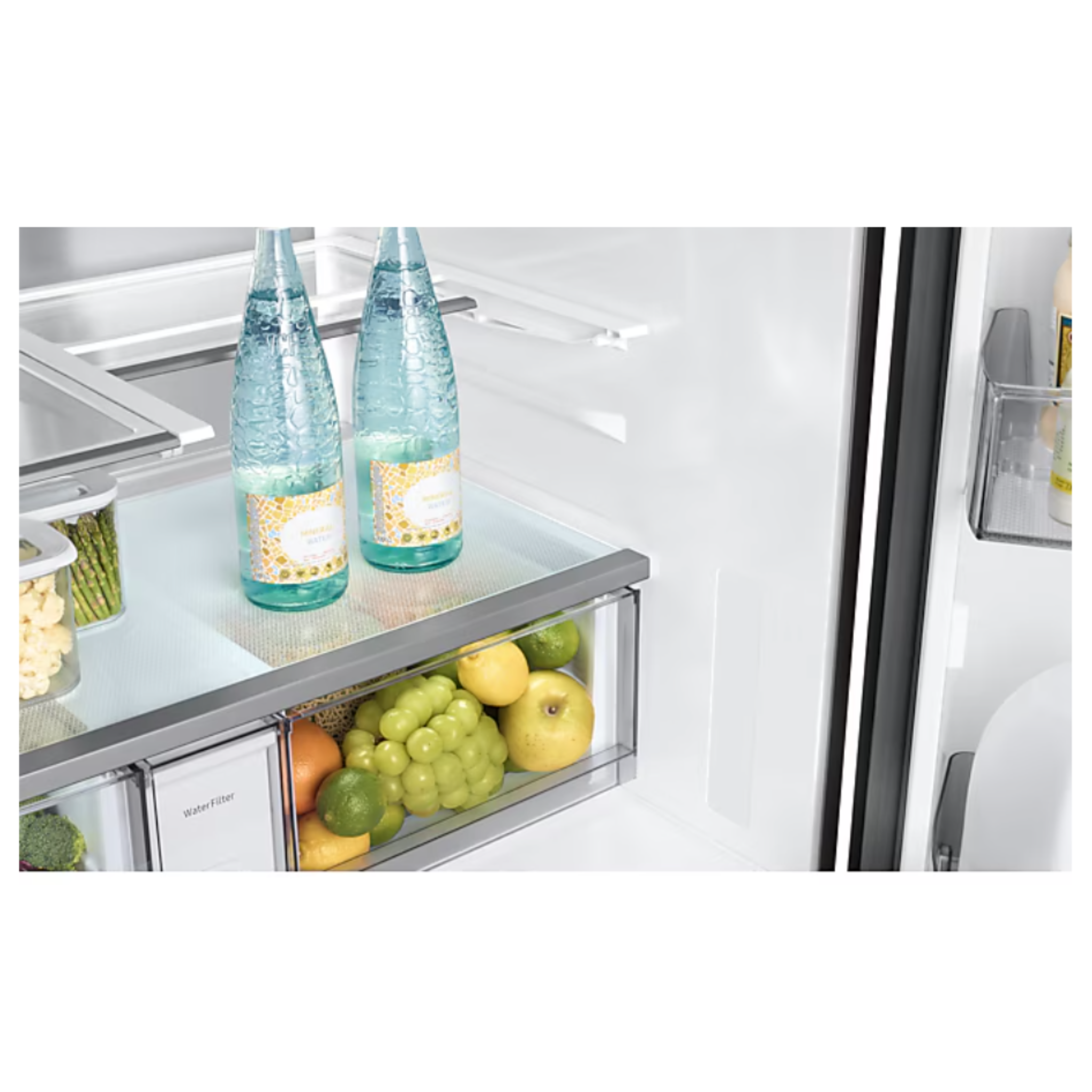 Samsung - 35.75 Inch 28.6 cu. ft French Door Refrigerator in Stainless - RF90F29BECRAA