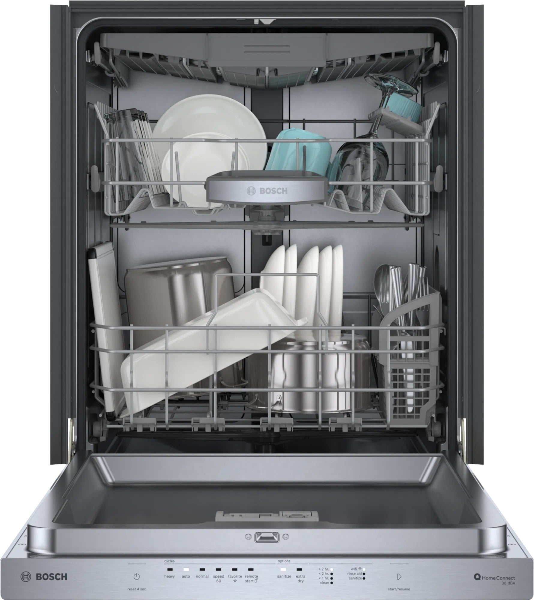 Bosch - 38 dBA Built In Dishwasher in Stainless - SHP95CM5N