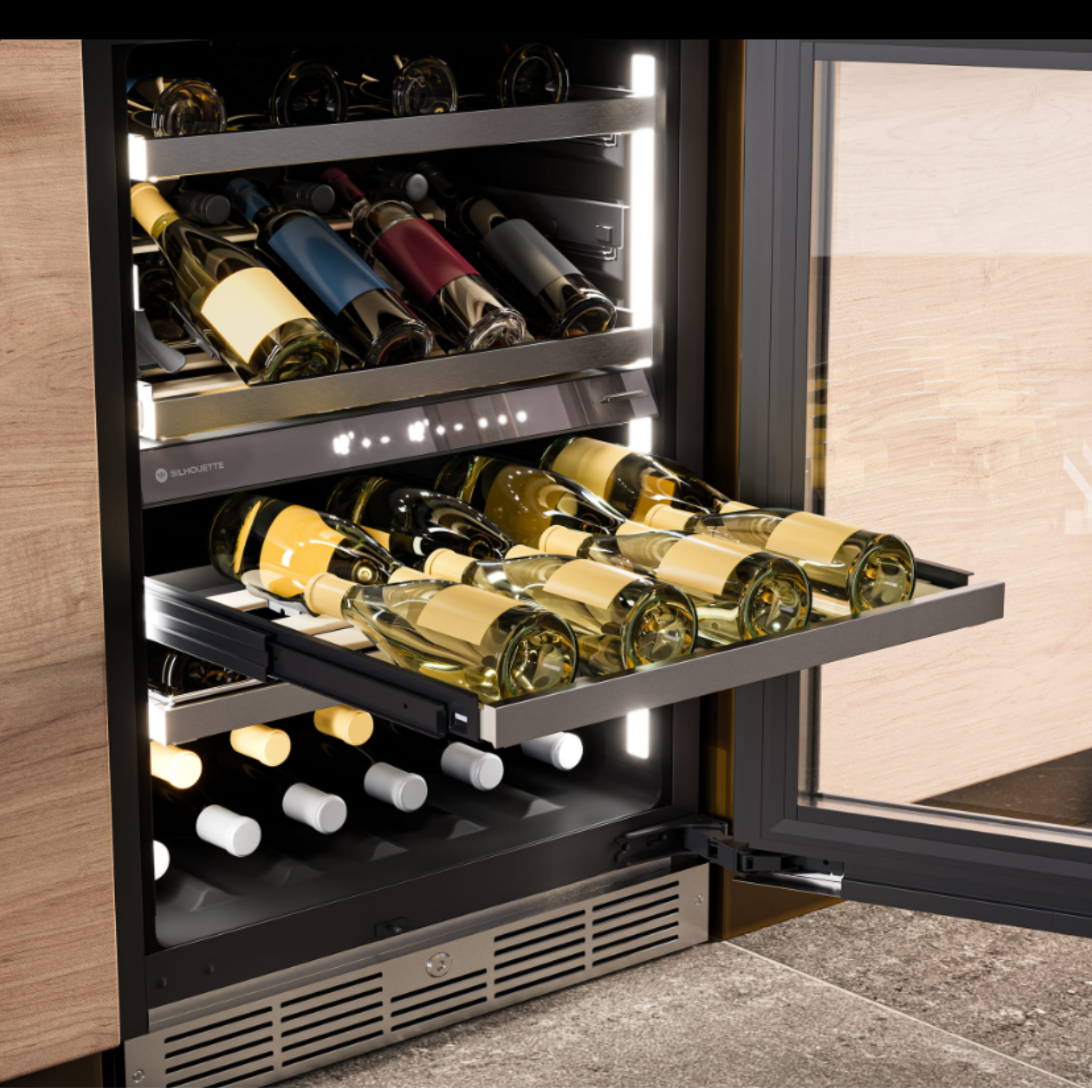 Silhouette - 23.8 Inch 4.84 cu. ft Built In / Integrated Wine Fridge Refrigerator in Panel Ready - SPRWC052D3SS-P