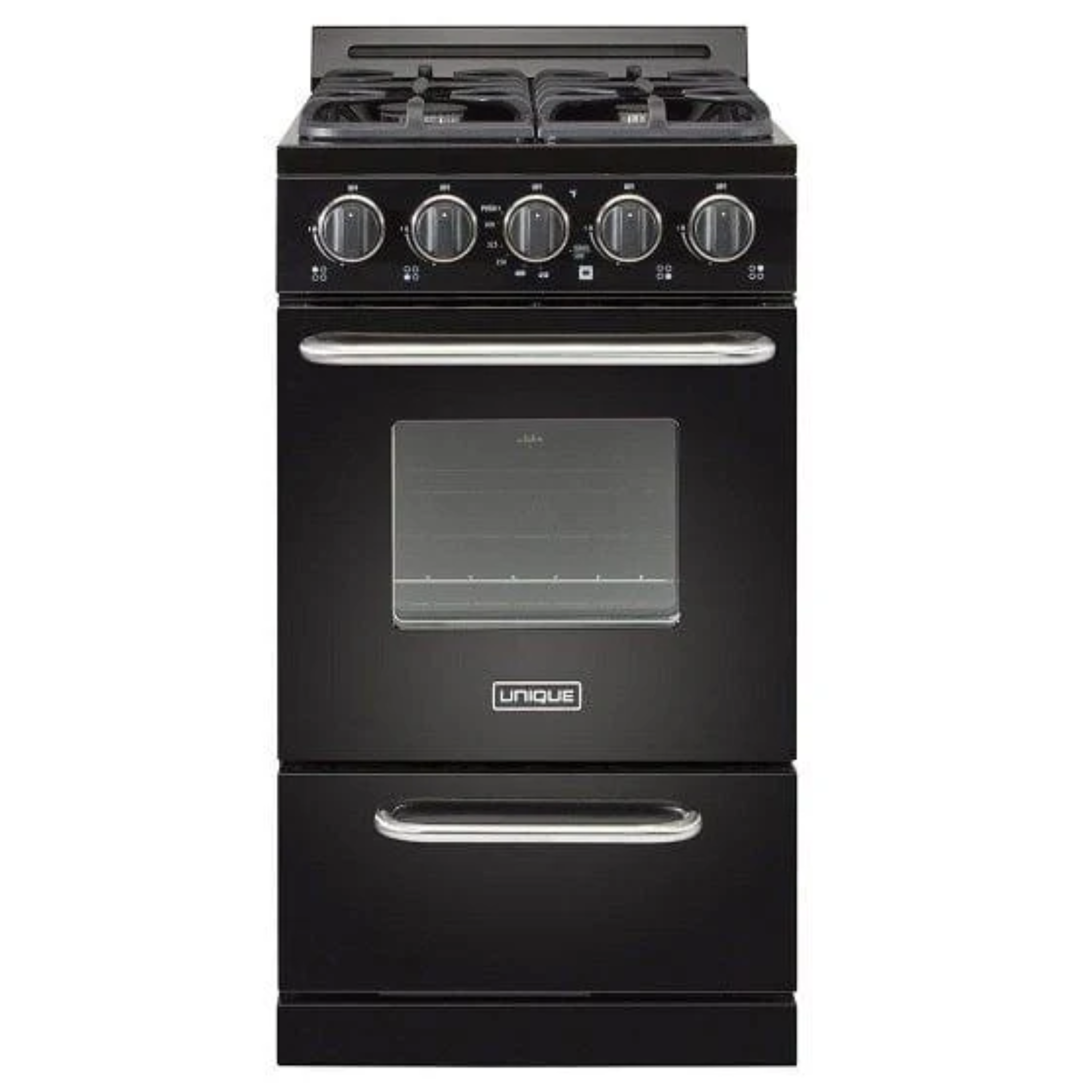 Unique - 2.4 cu. ft Gas Range in Black - UGP-20GOF1B