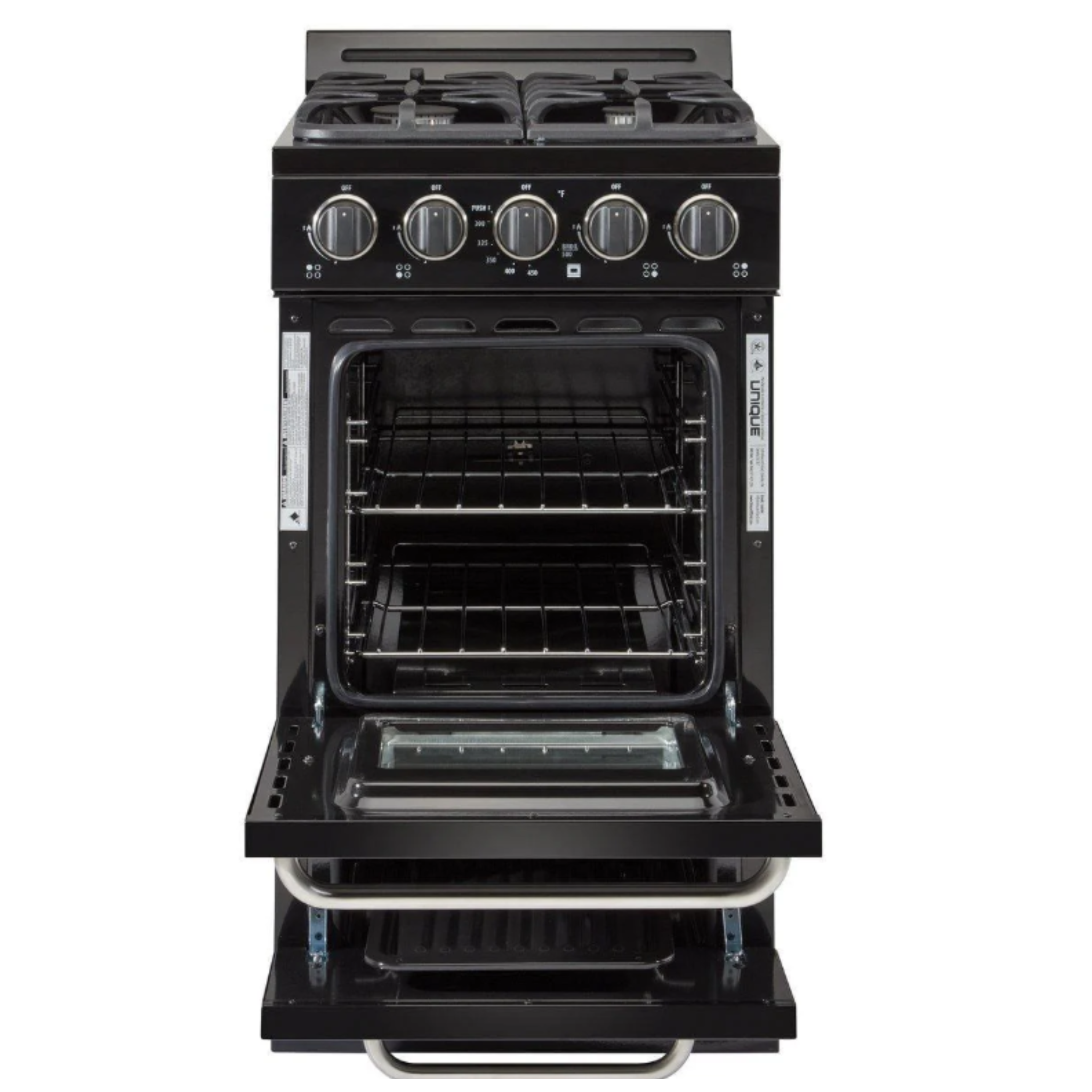 Unique - 2.4 cu. ft Gas Range in Black - UGP-20GOF1B
