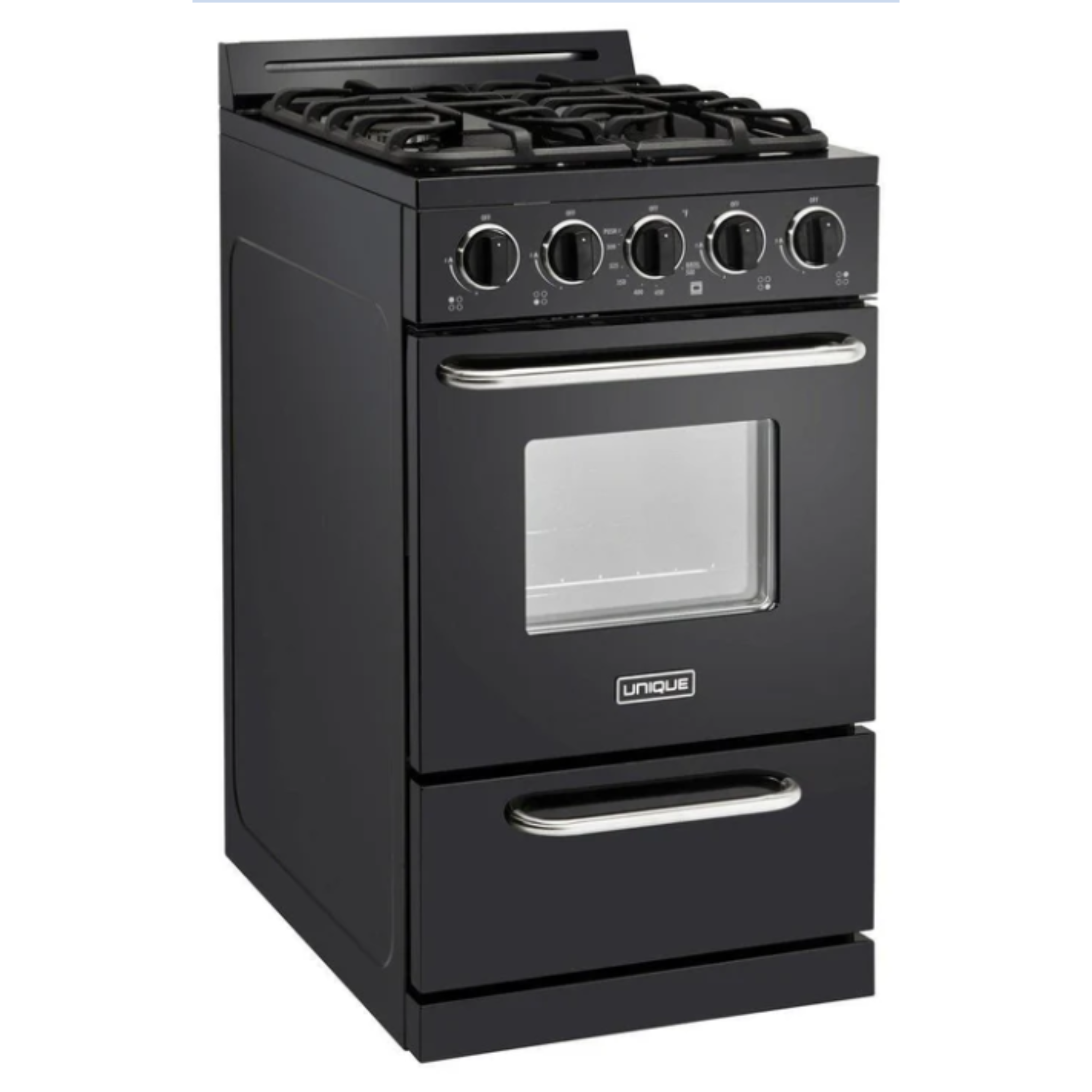 Unique - 2.4 cu. ft Gas Range in Black - UGP-20GOF1B