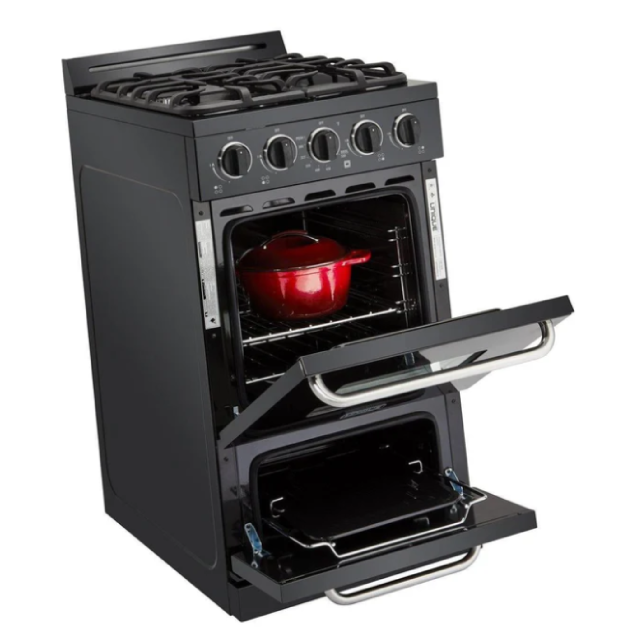 Unique - 2.4 cu. ft Gas Range in Black - UGP-20GOF1B
