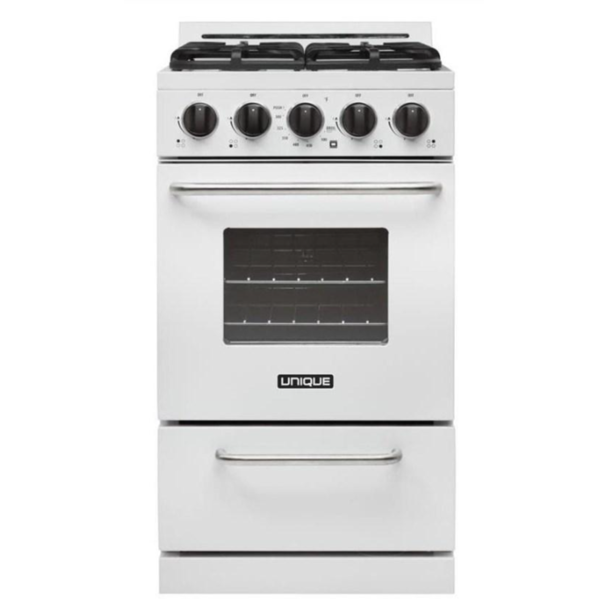 Unique - 2.4 cu. ft Gas Range in White - UGP-20GOF1W