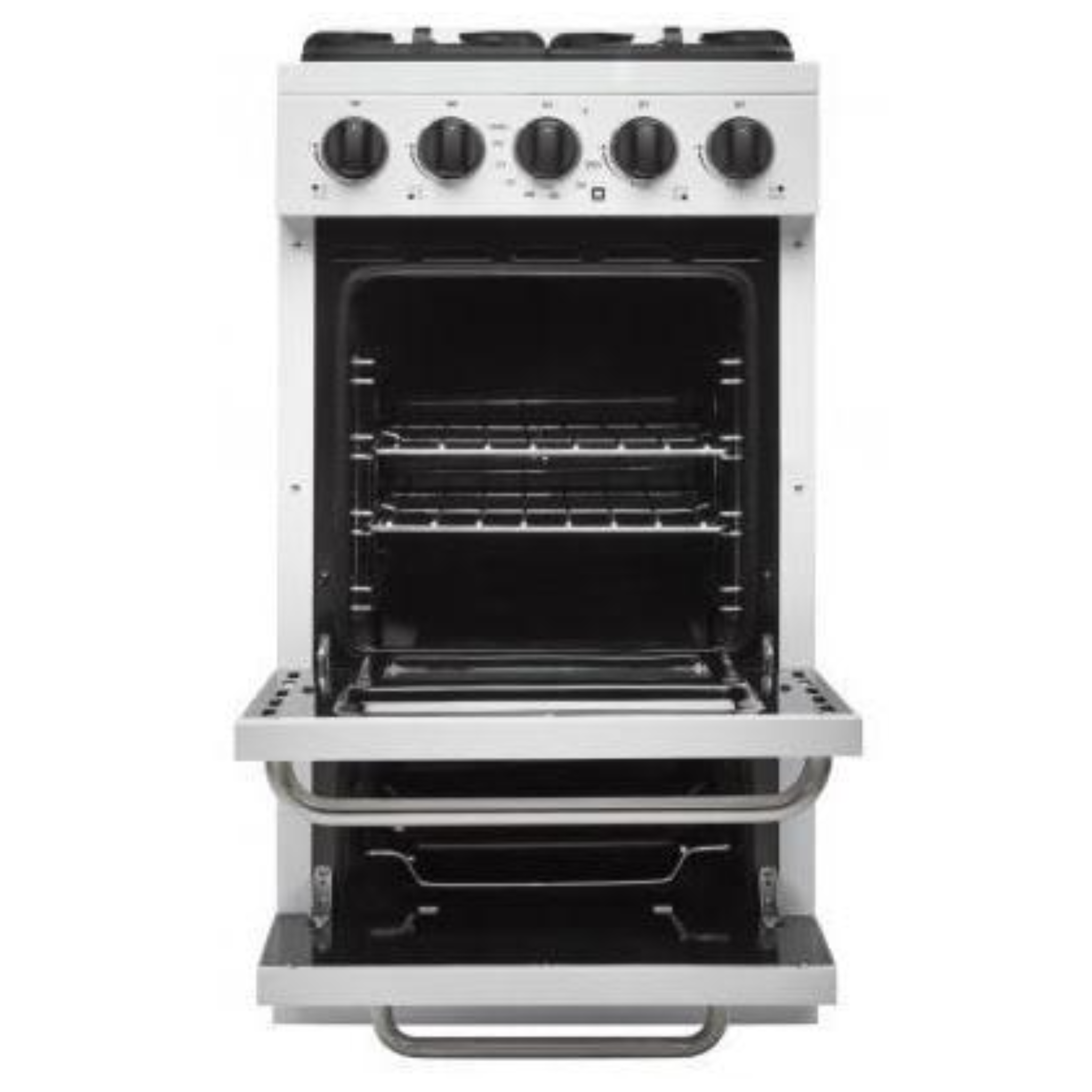 Unique - 2.4 cu. ft Gas Range in White - UGP-20GOF1W
