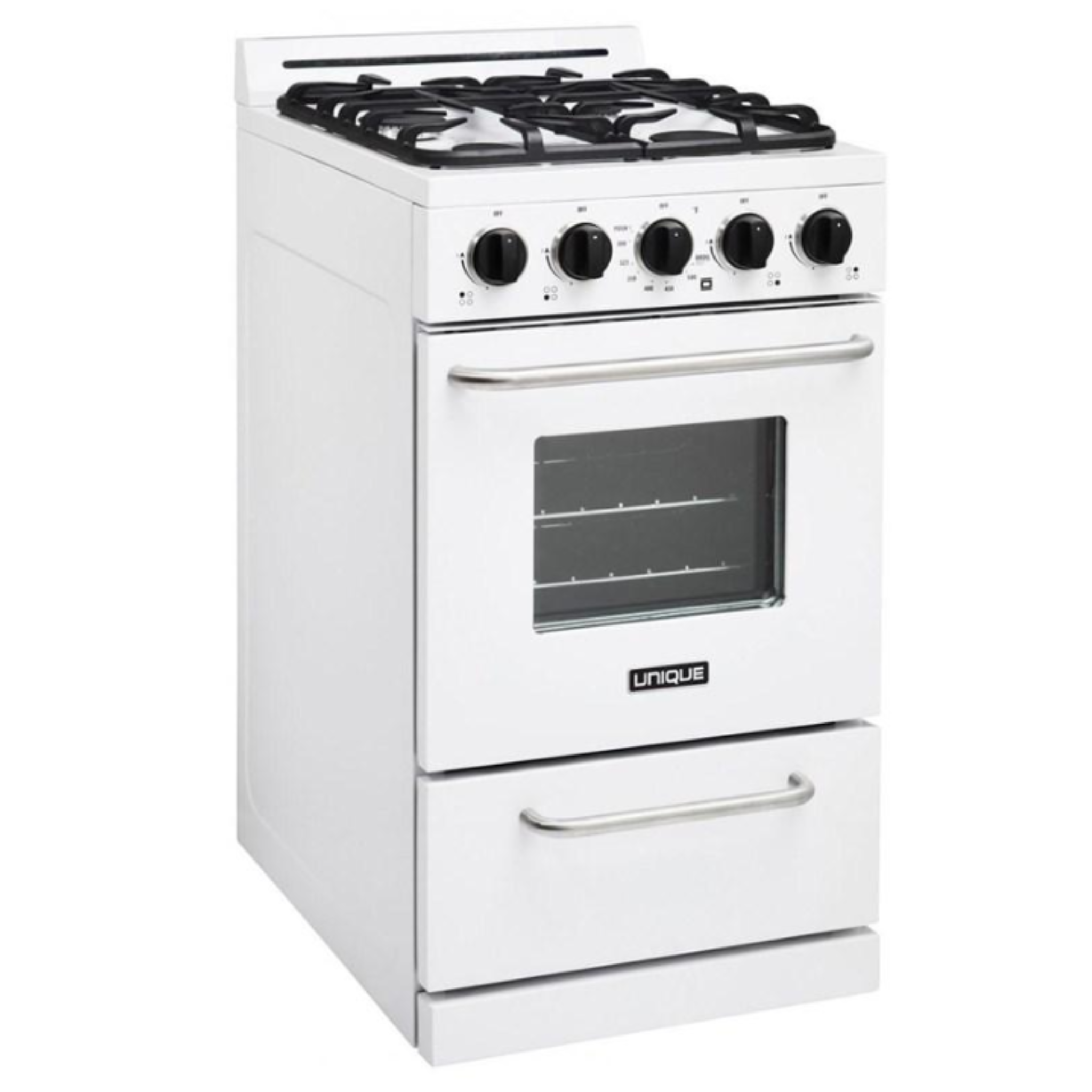 Unique - 2.4 cu. ft Gas Range in White - UGP-20GOF1W