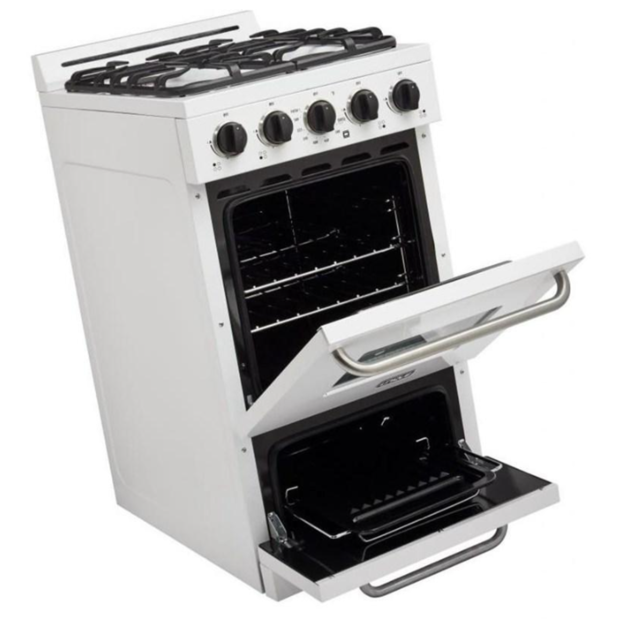 Unique - 2.4 cu. ft Gas Range in White - UGP-20GOF1W