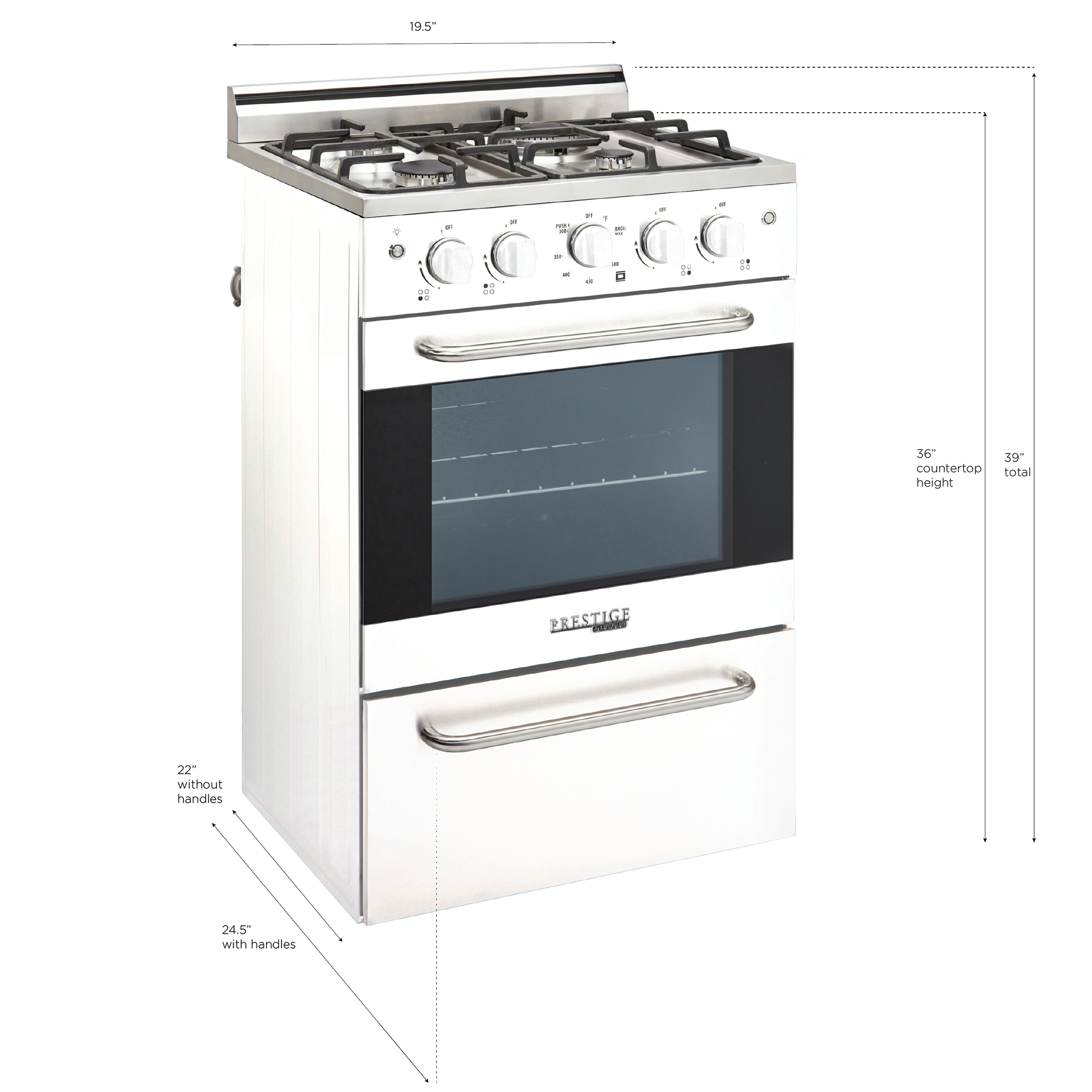 Unique Appliances - 1.6 cu. ft Gas Range in White - UGP-20V PC1 W