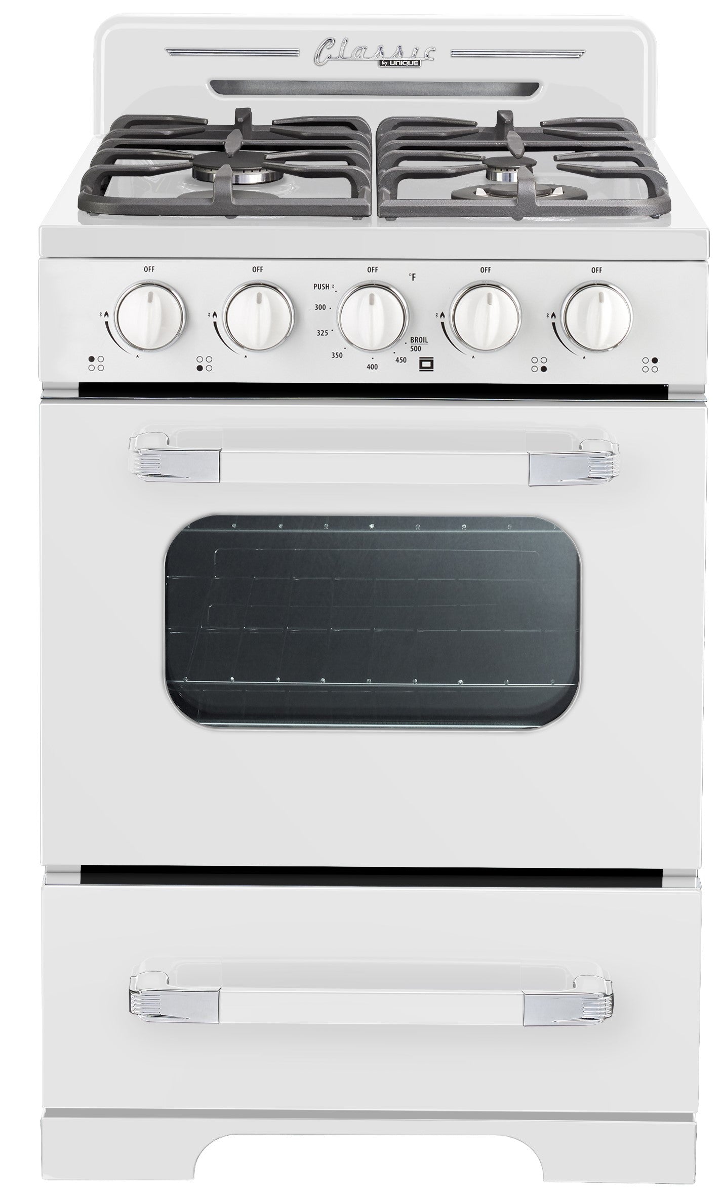 Unique Appliances - 2.3 cu. ft Gas Range in Marshmallow White - UGP-24CR OF1 W