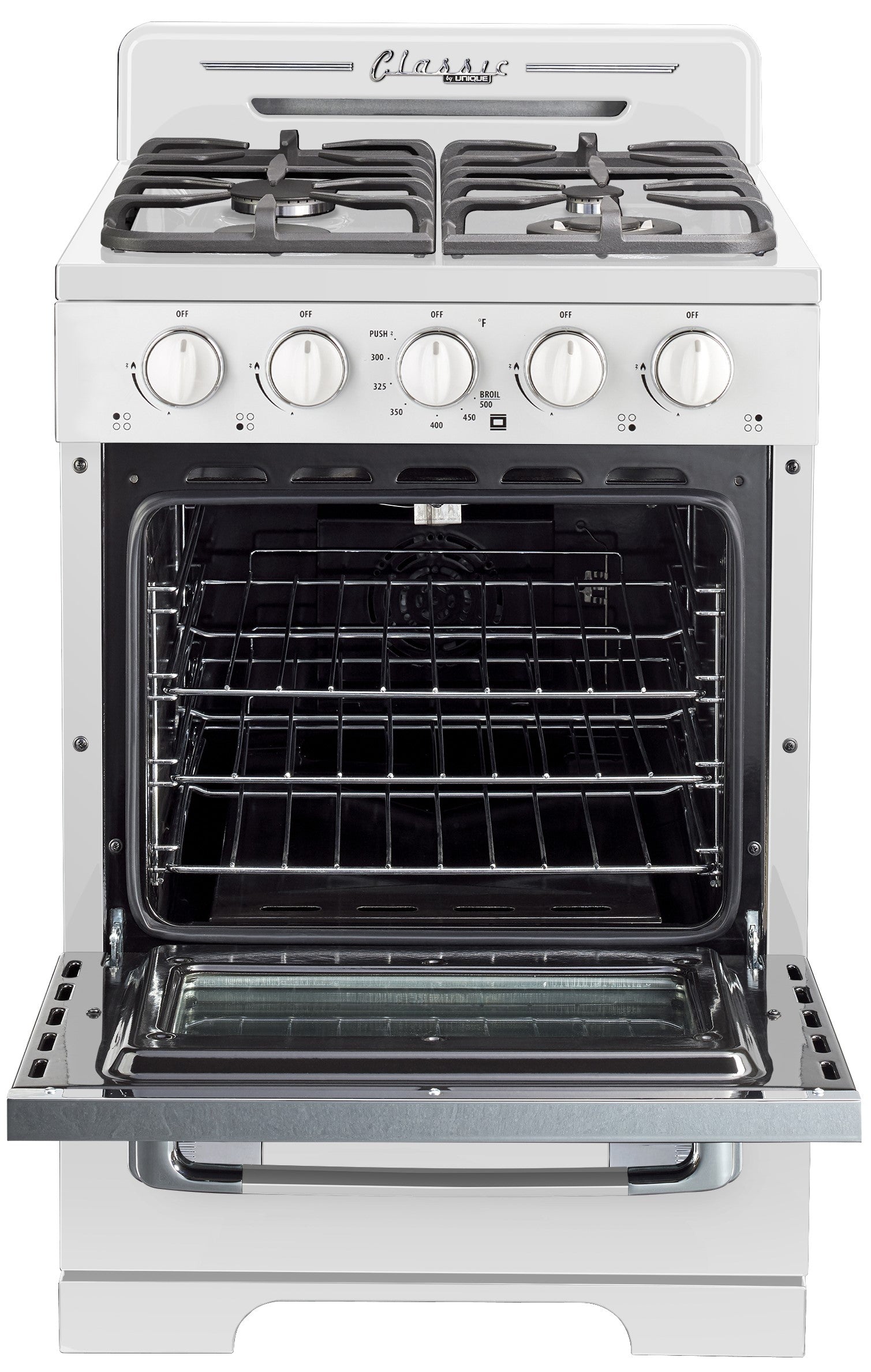 Unique Appliances - 2.3 cu. ft Gas Range in Marshmallow White - UGP-24CR OF1 W