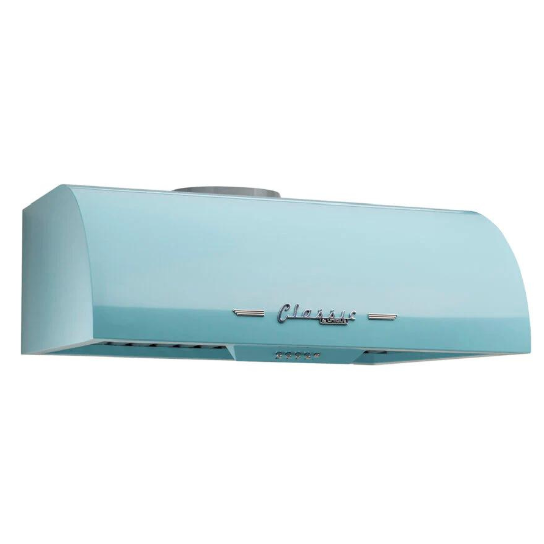 Unique Appliances - 24 Inch 502 CFM Under Cabinet Range Vent in Ocean Mist Turquoise - UGP-24CR RH T