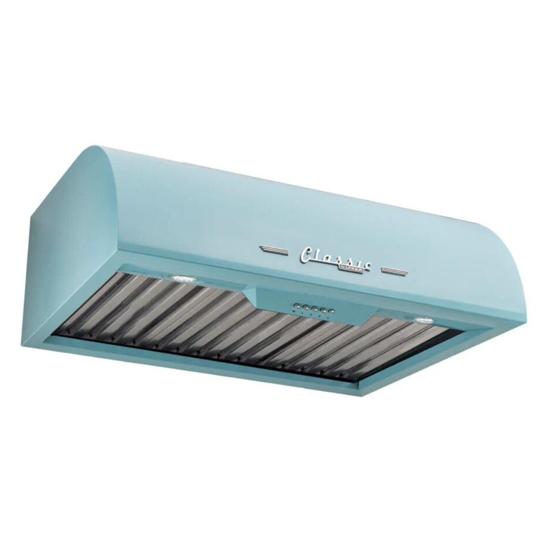 Unique Appliances - 24 Inch 502 CFM Under Cabinet Range Vent in Ocean Mist Turquoise - UGP-24CR RH T