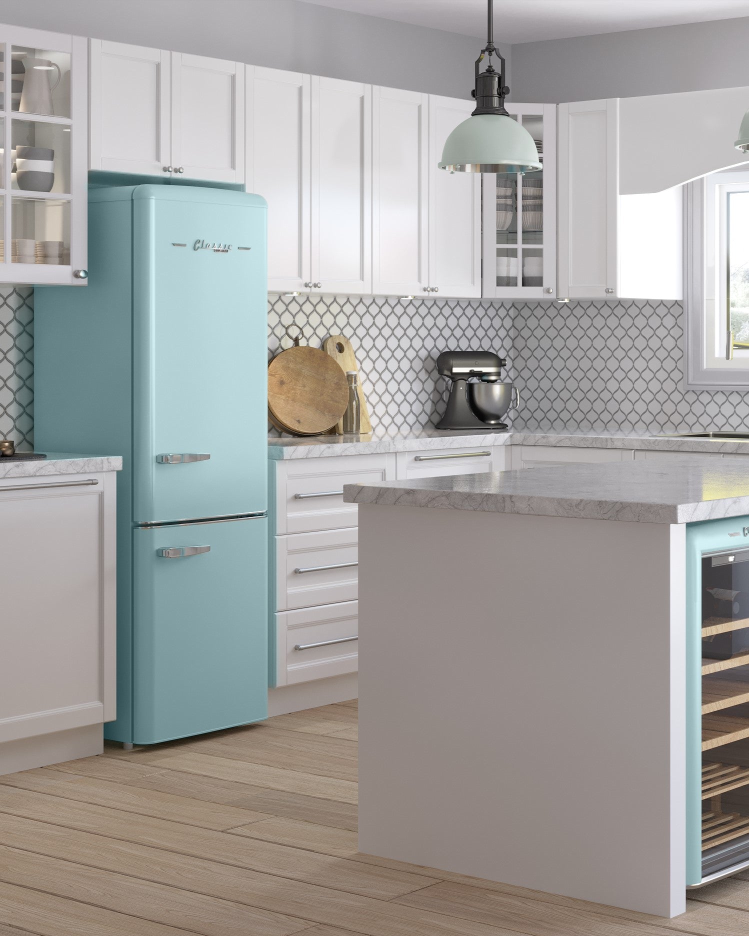 Unique Appliances - 21.6 Inch 8.7 cu. ft Bottom Mount Refrigerator in Ocean Mist Turquoise - UGP-275L T AC