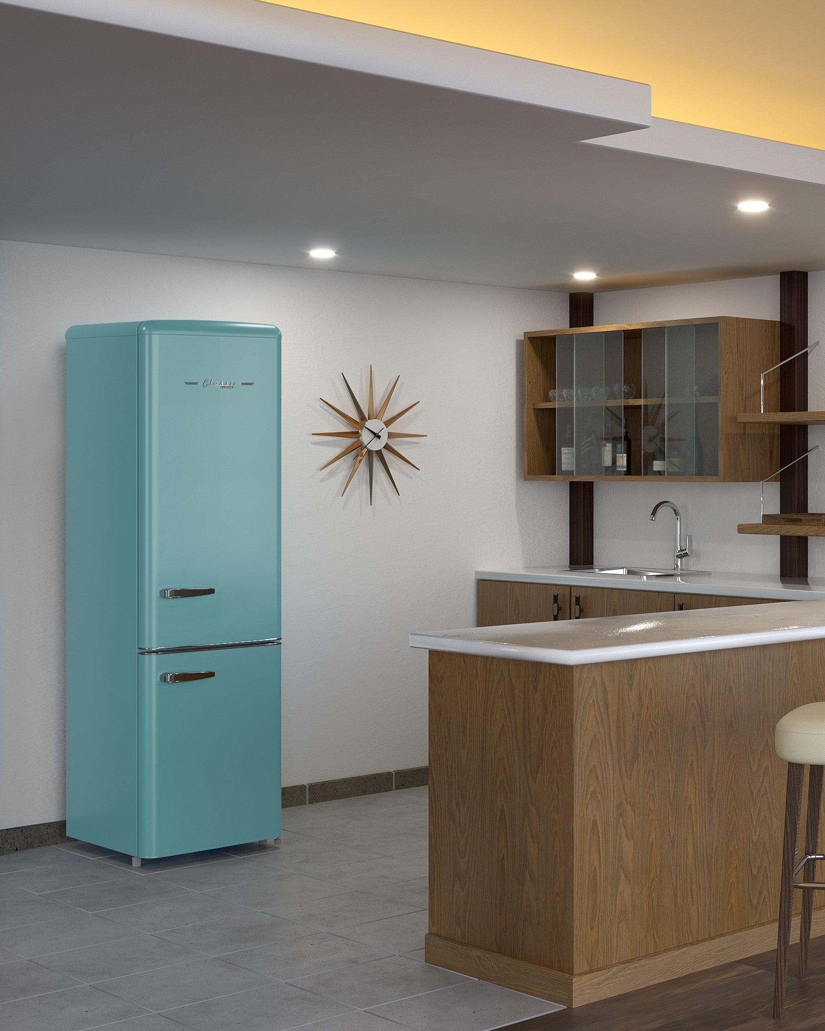 Unique Appliances - 21.6 Inch 8.7 cu. ft Bottom Mount Refrigerator in Ocean Mist Turquoise - UGP-275L T AC