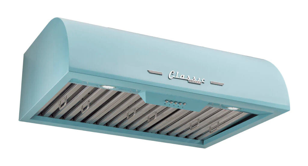 Unique Appliances - 29.5 Inch 700 CFM Under Cabinet Range Vent in Ocean Mist Turquoise - UGP-30CR RH T