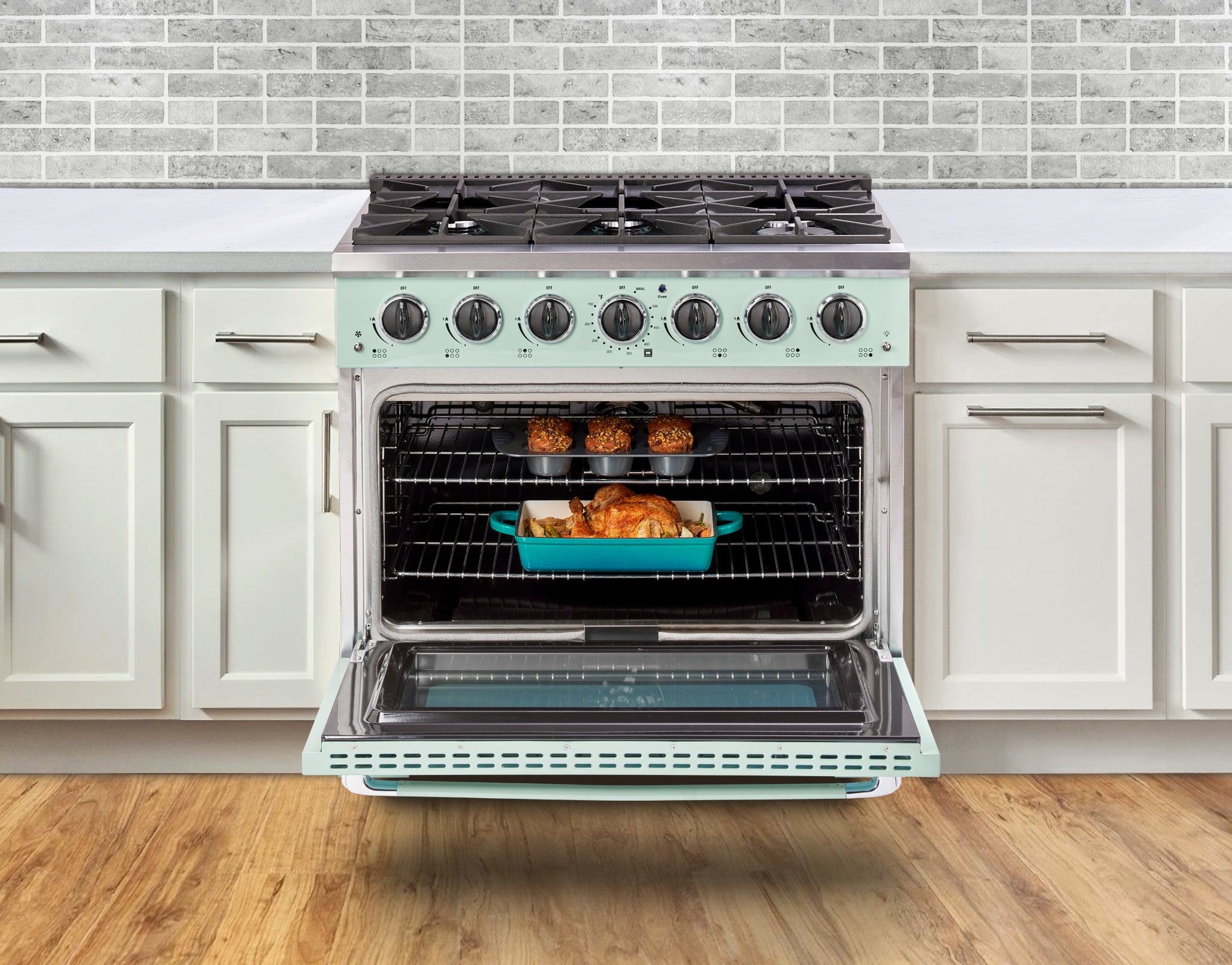Unique Appliances - 5.2 cu. ft Gas Range in Summer Mint Green - UGP-36CR LG