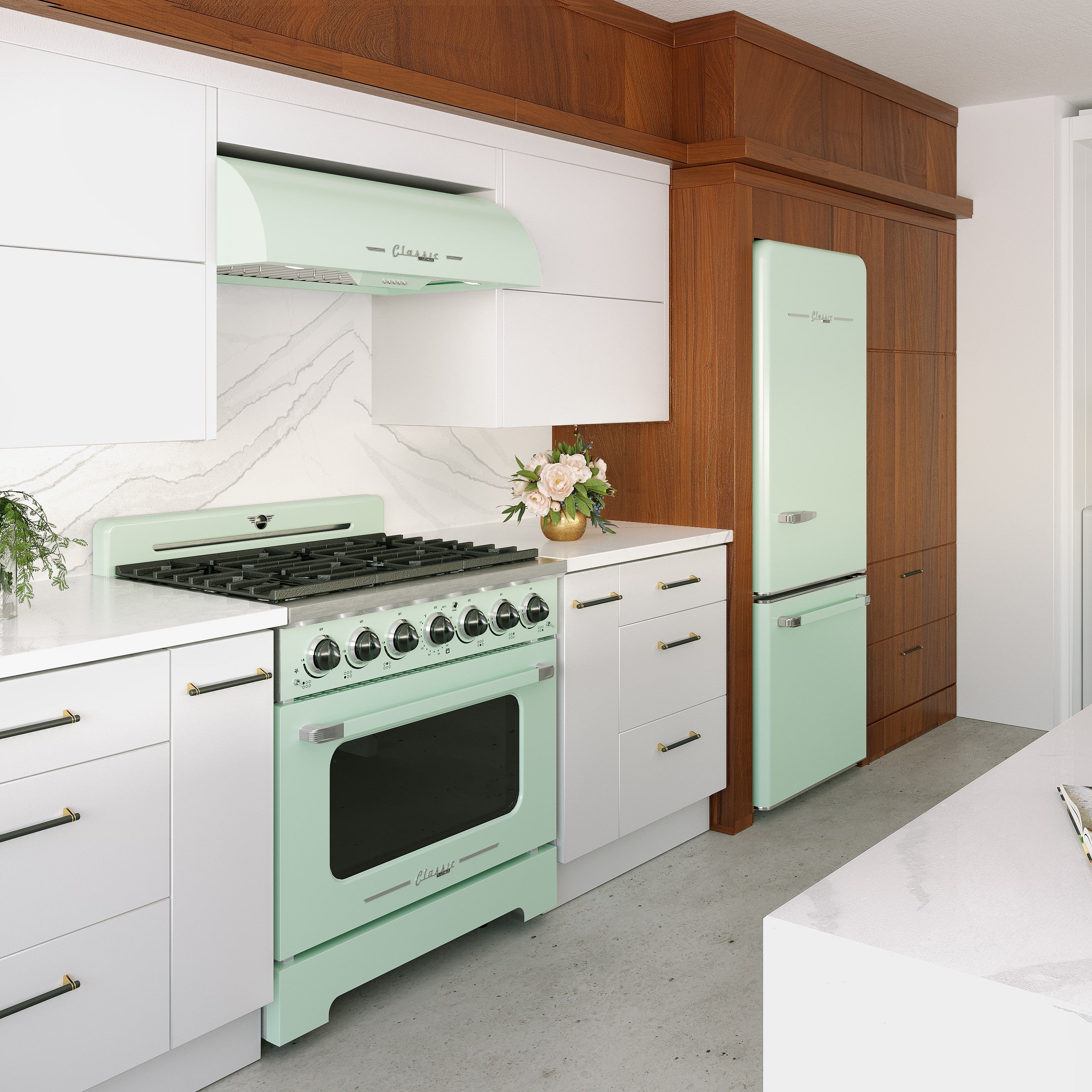 Unique Appliances - 36 Inch 700 CFM Under Cabinet Range Vent in Summer Mint Green - UGP-36CR RH LG