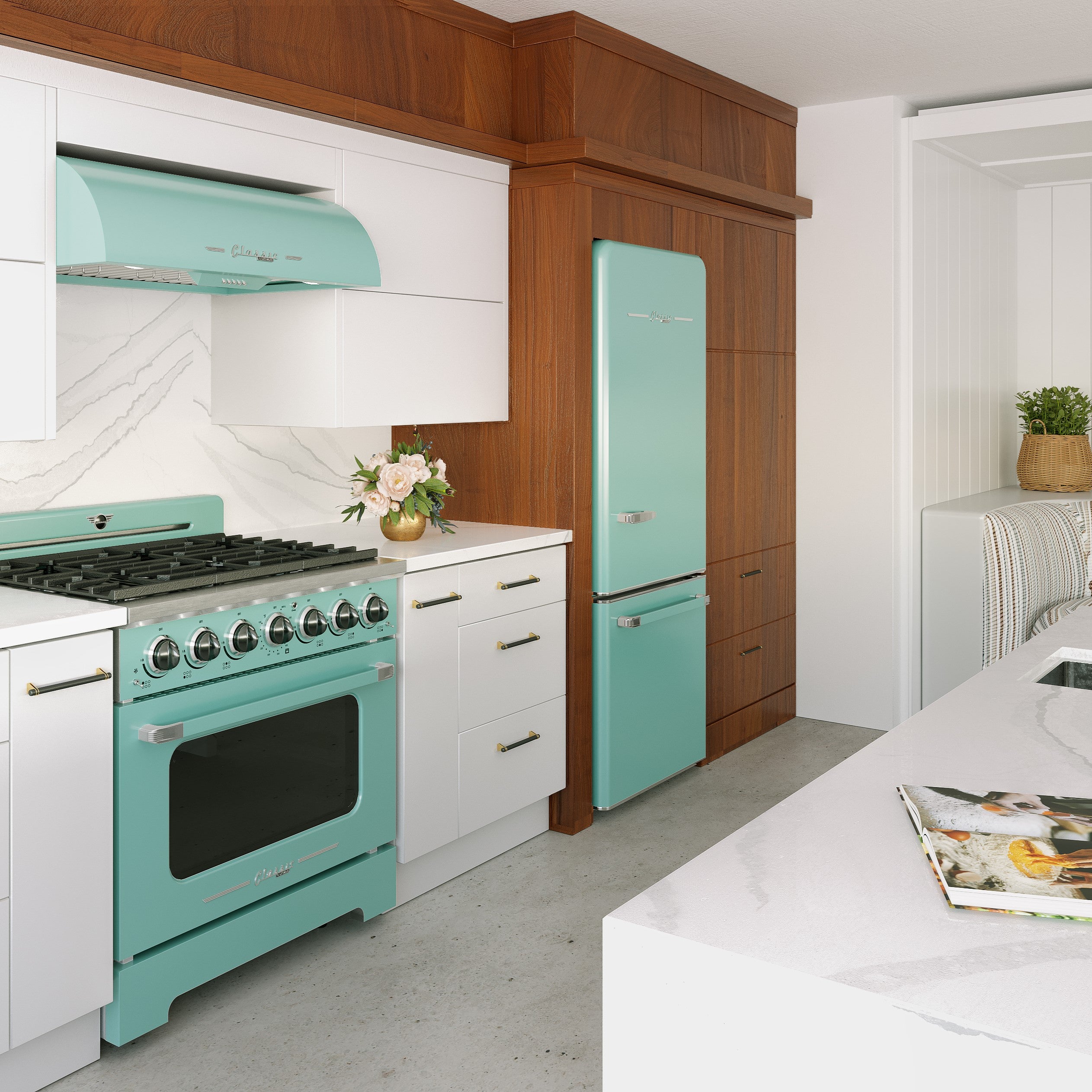 Unique Appliances - 36 Inch 700 CFM Under Cabinet Range Vent in Ocean Mist Turquoise - UGP-36CR RH T