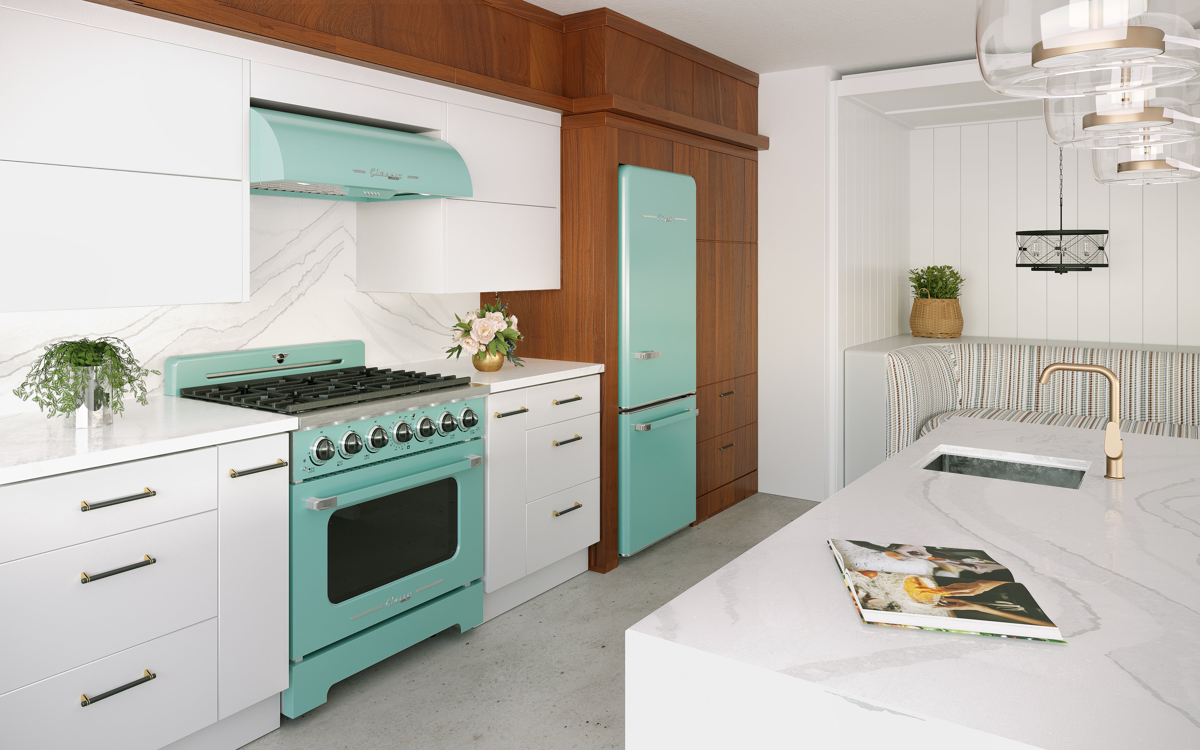 Unique Appliances - 5.2 cu. ft Gas Range in Ocean Mist Turquoise - UGP-36CR T