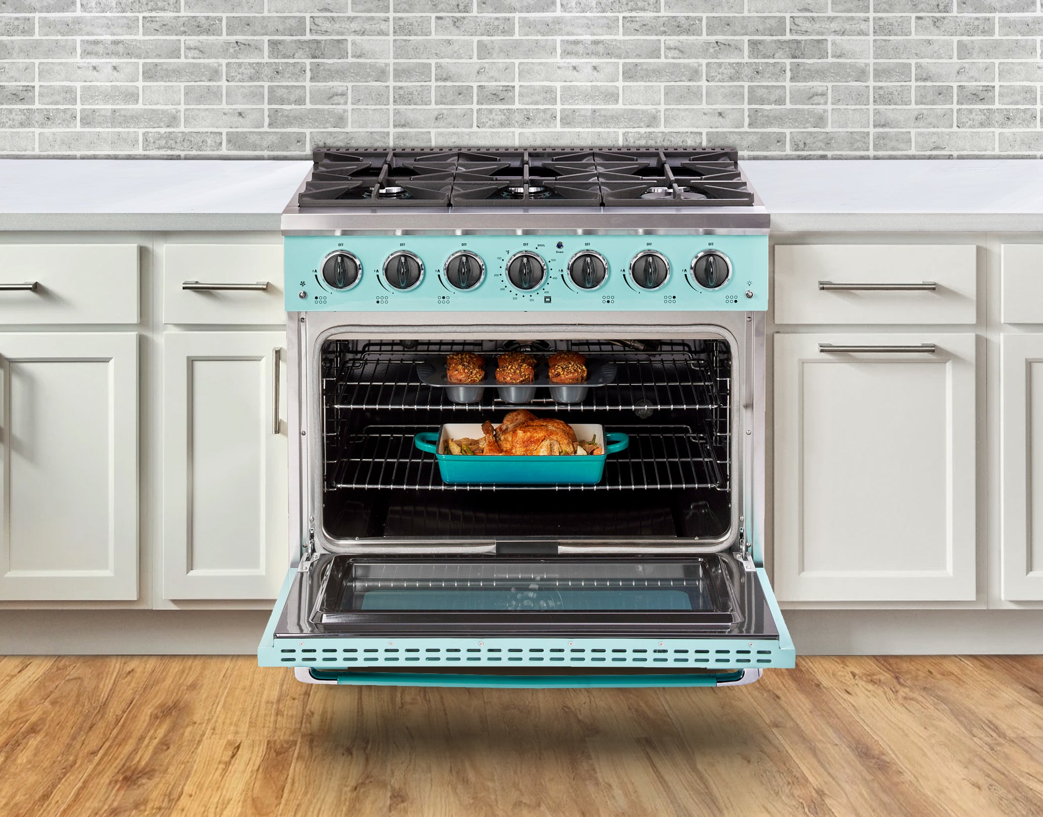 Unique Appliances - 5.2 cu. ft Gas Range in Ocean Mist Turquoise - UGP-36CR T