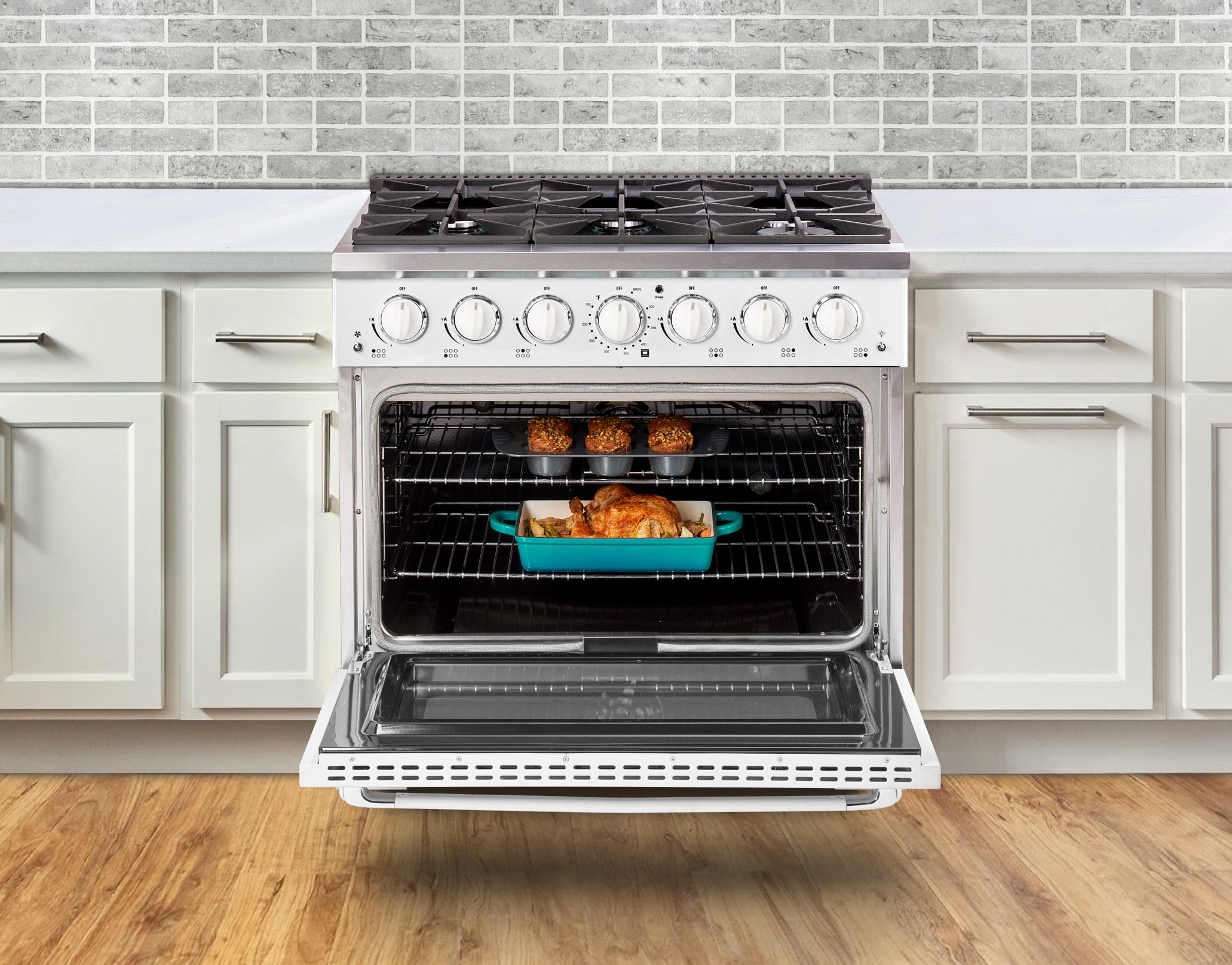 Unique Appliances - 5.2 cu. ft Gas Range in Marshmallow White - UGP-36CR W