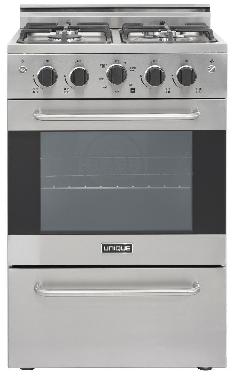 Unique Appliances - 2.3 cu. ft Gas Range in Stainless - UGP-24V PC1 SS