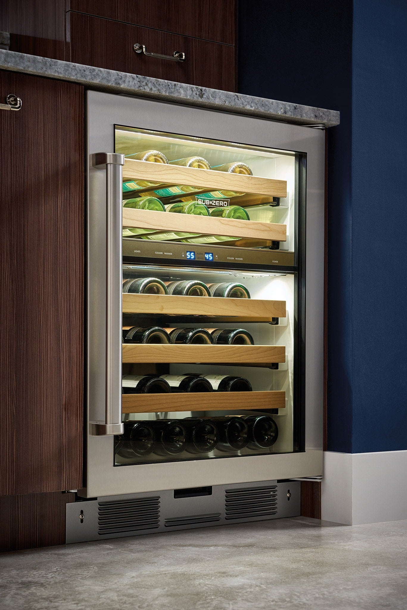 Sub-Zero - 23.875 Inch 46 Bottle Built In / Integrated Wine Fridge Refrigerator in Stainless - UW-24/S/PHRH