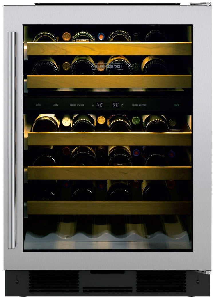 Sub-Zero - 23.875 Inch 46 Bottle Built In / integrated Wine Fridge Refrigerator in Stainless - UW-24/S/THRH