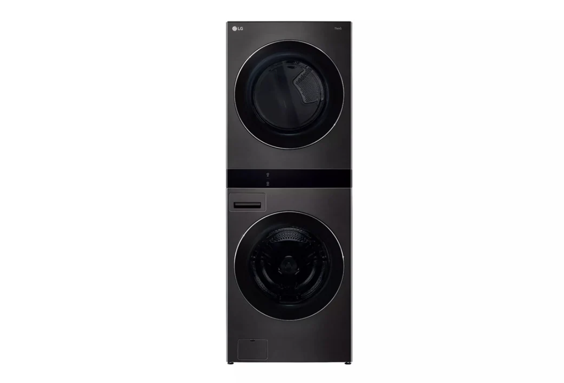 LG - Washer 5.8 cu. & Dryer 7.4 cu. Ft Front Load WashTower in Black Stainless - WKEX300HBA