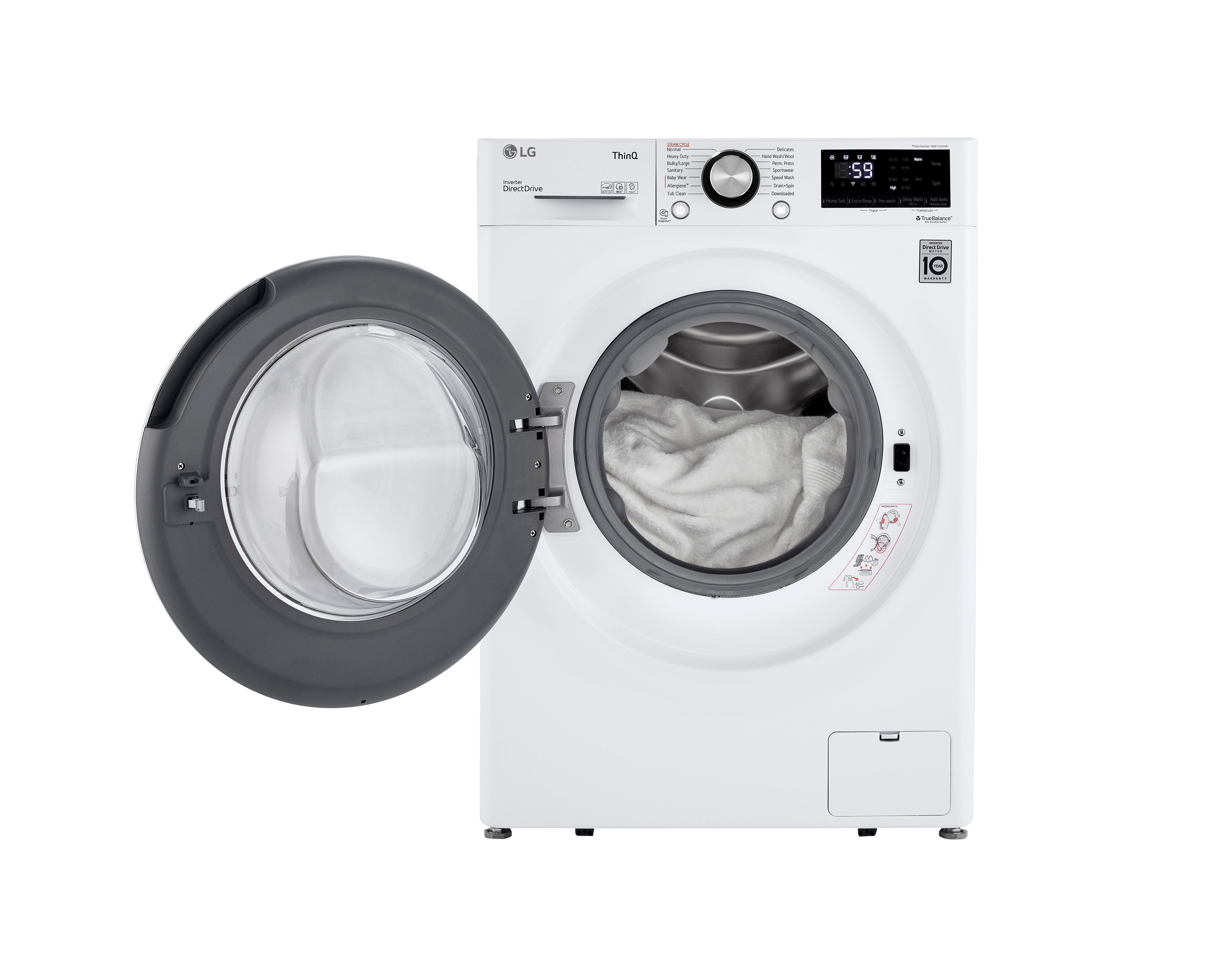 LG - 2.6 cu. Ft Compact Washer in White - WM1455HWA