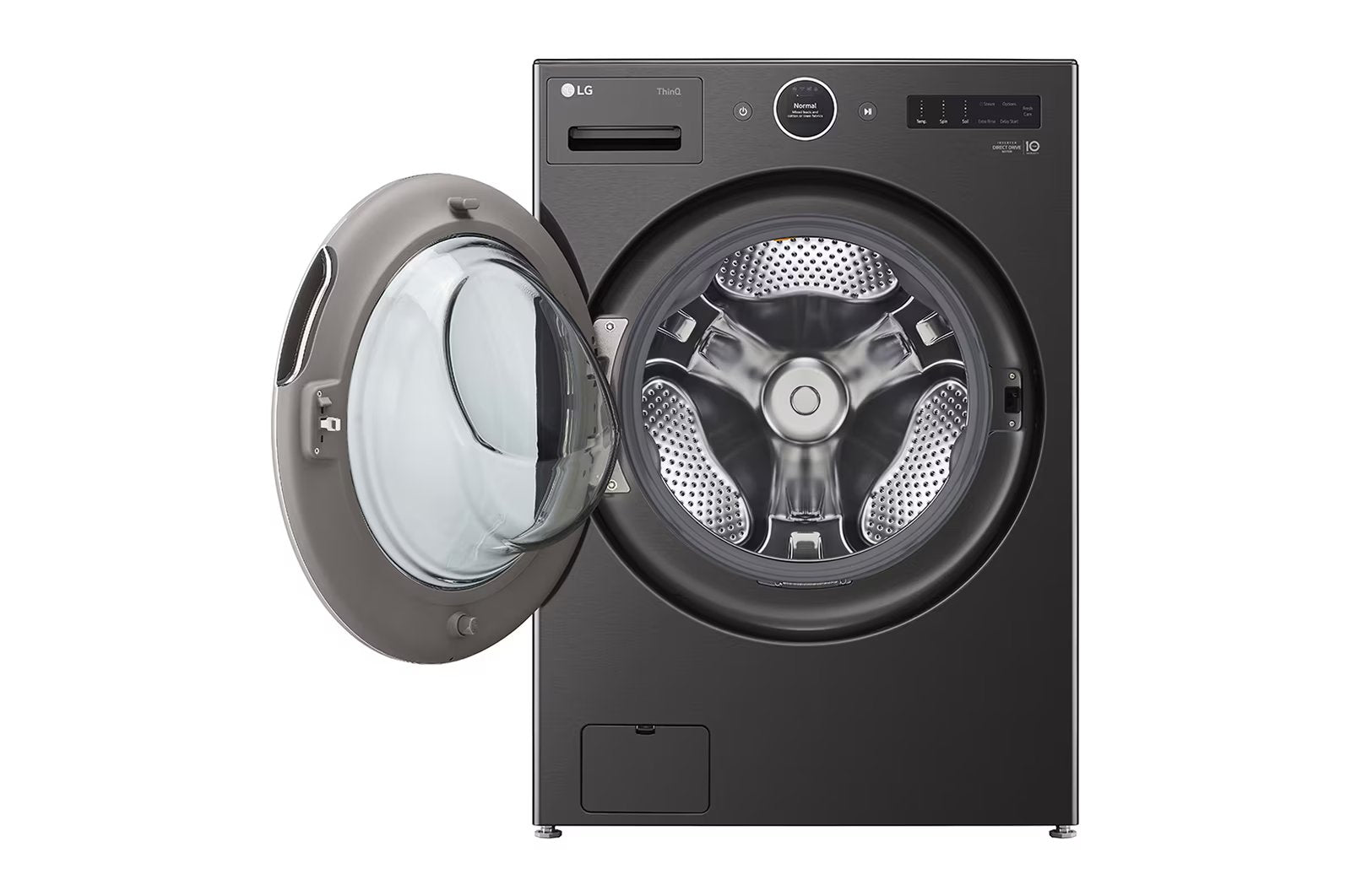 LG - 5.8 cu. Ft Front Load Washer in Black Stainless - WM6500HBA