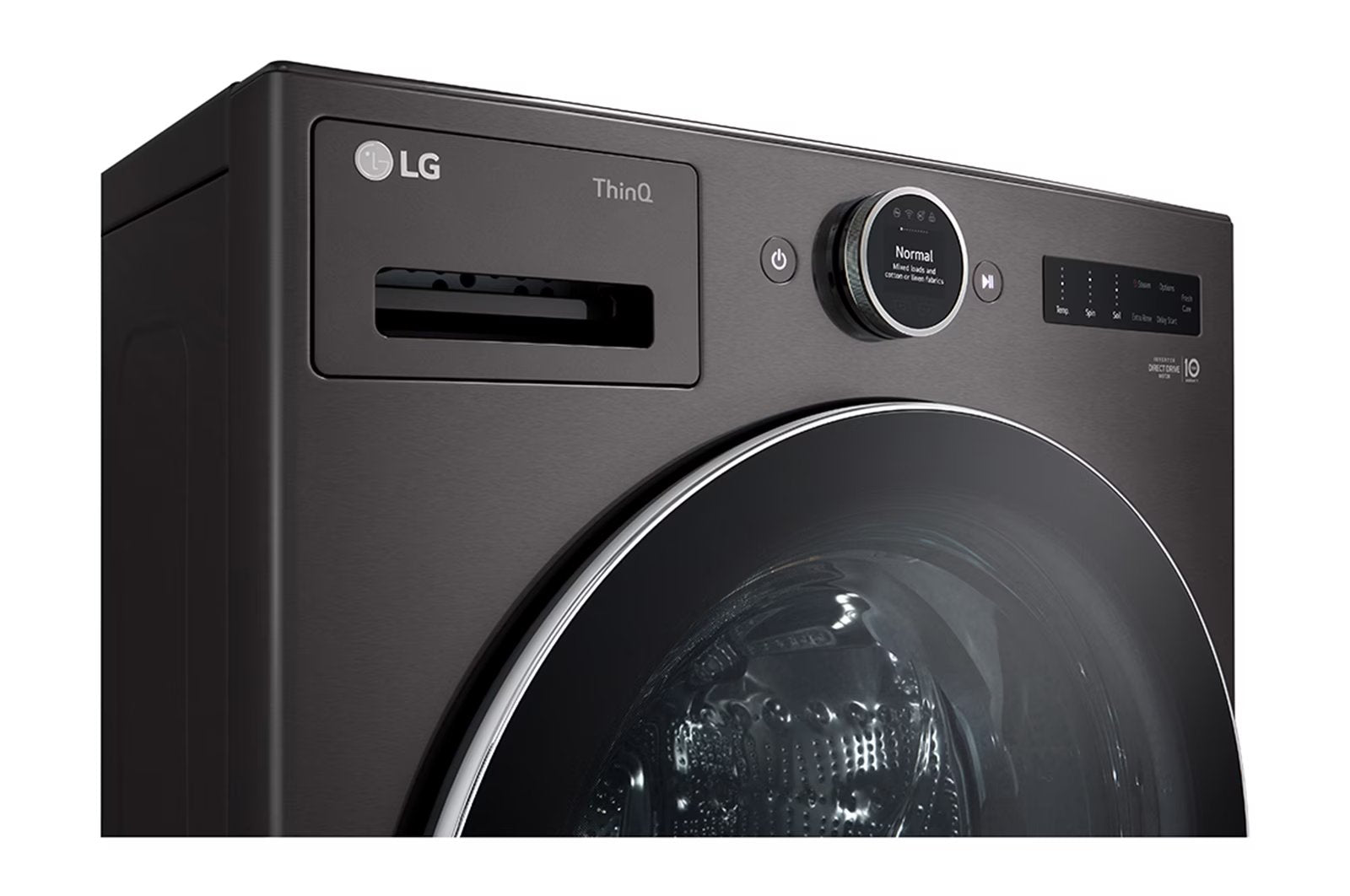 LG - 5.8 cu. Ft Front Load Washer in Black Stainless - WM6500HBA