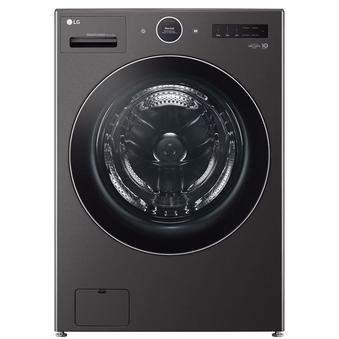 LG - 5.7 cu. Ft All-In-One Washer & Dryer Combo With Heat Pump in Black Steel - WM6998HBA