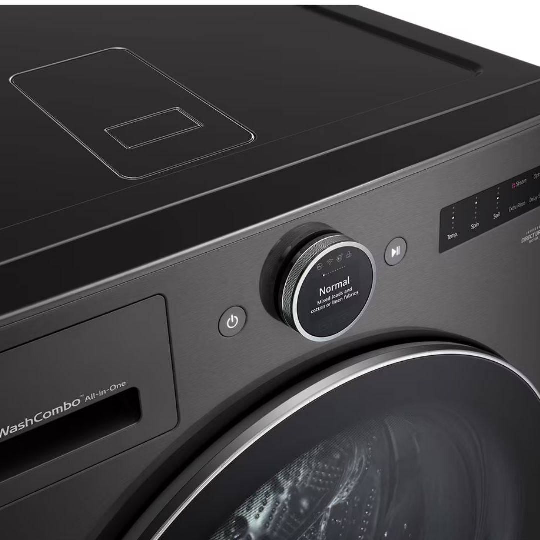 LG - 5.7 cu. Ft All-In-One Washer & Dryer Combo With Heat Pump in Black Steel - WM6998HBA