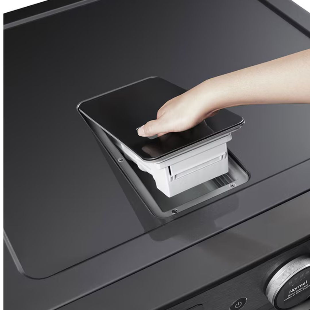 LG - 5.7 cu. Ft All-In-One Washer & Dryer Combo With Heat Pump in Black Steel - WM6998HBA