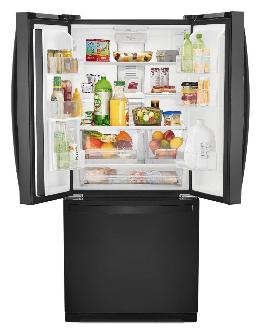Whirlpool - 30 Inch 19.7 cu. ft French Door Refrigerator in Black - WRF560SEHB