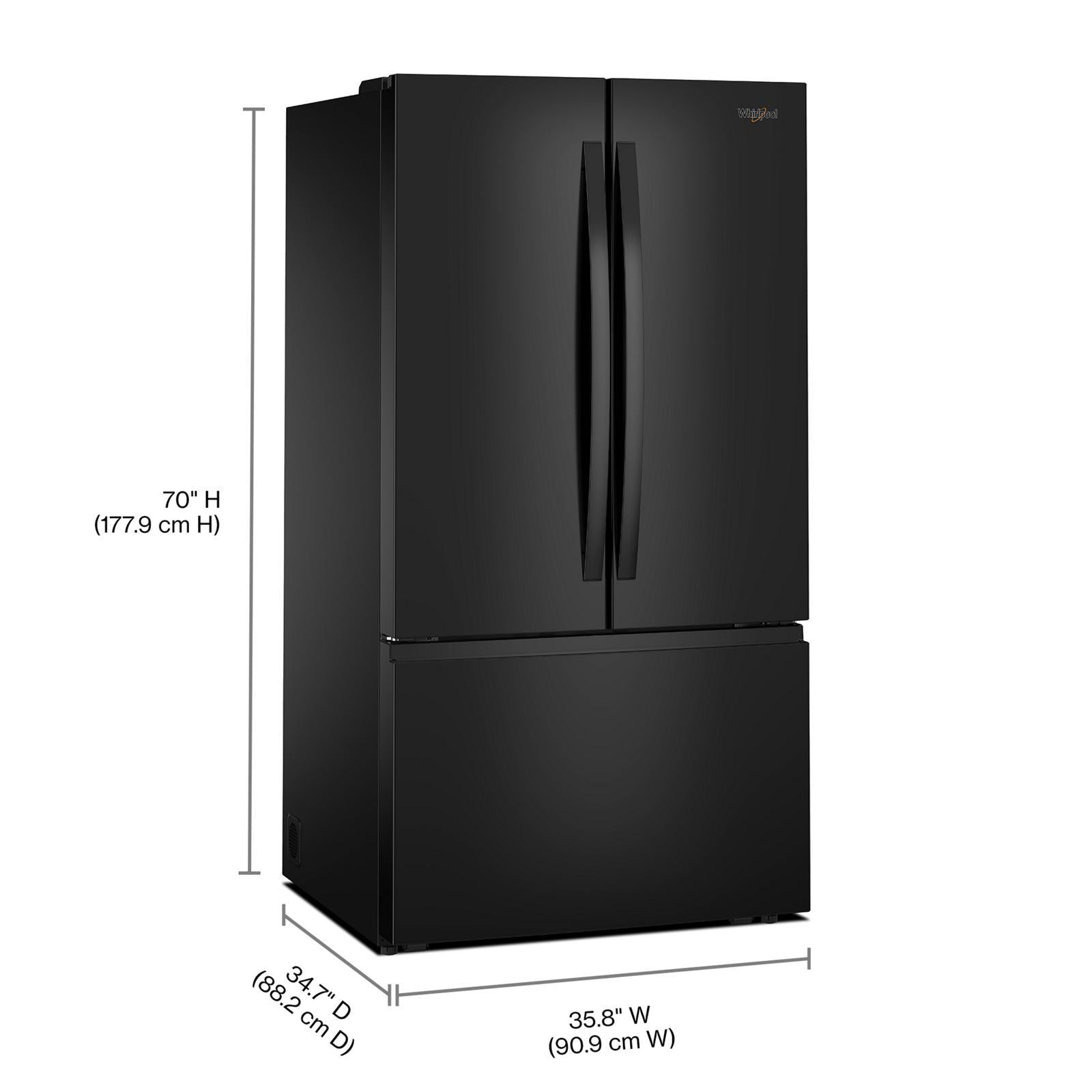 Whirlpool - 36 Inch 31 cu. ft French Door Refrigerator in Black - WRFF3336SB