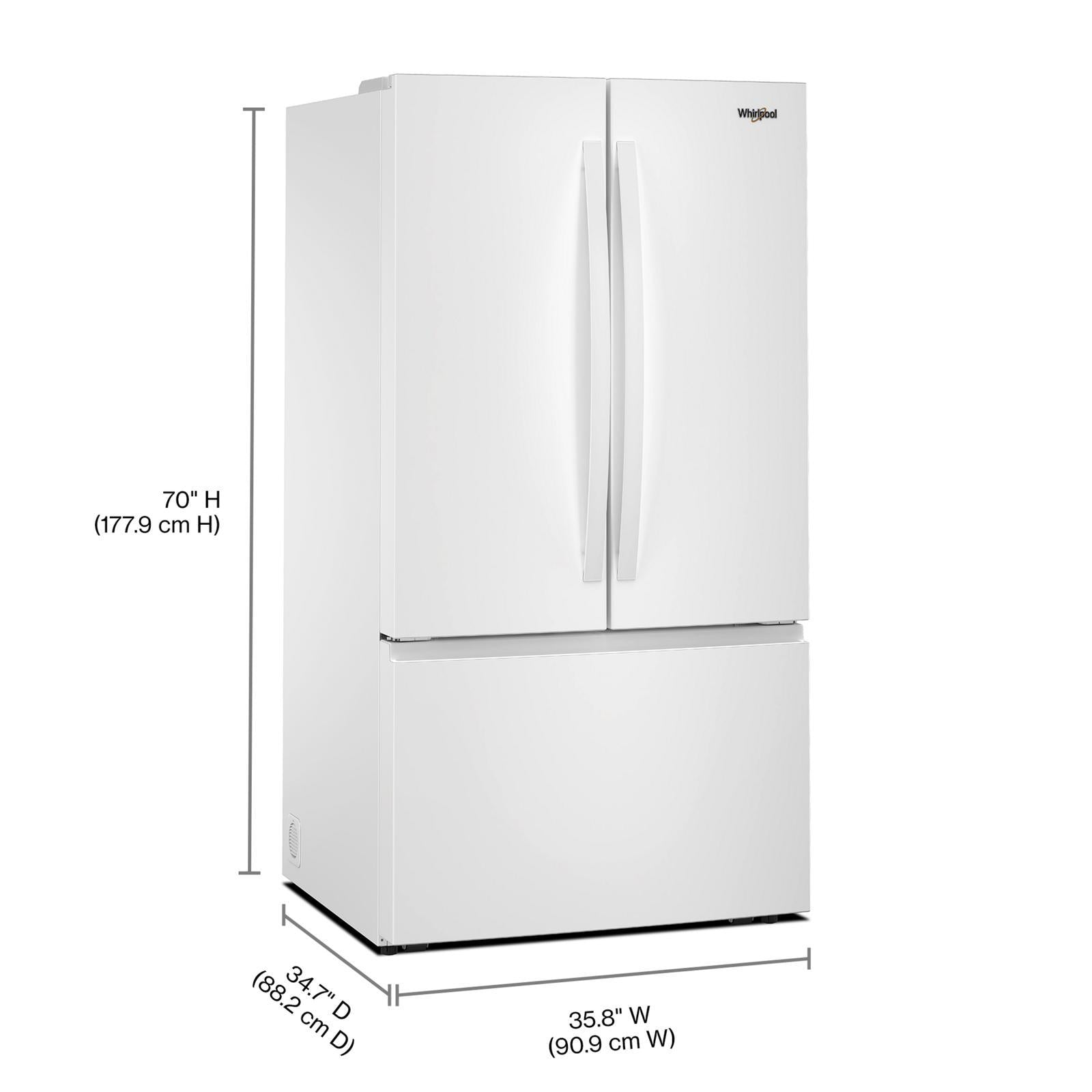 Whirlpool - 36 Inch 31 cu. ft French Door Refrigerator in White - WRFF3336SW