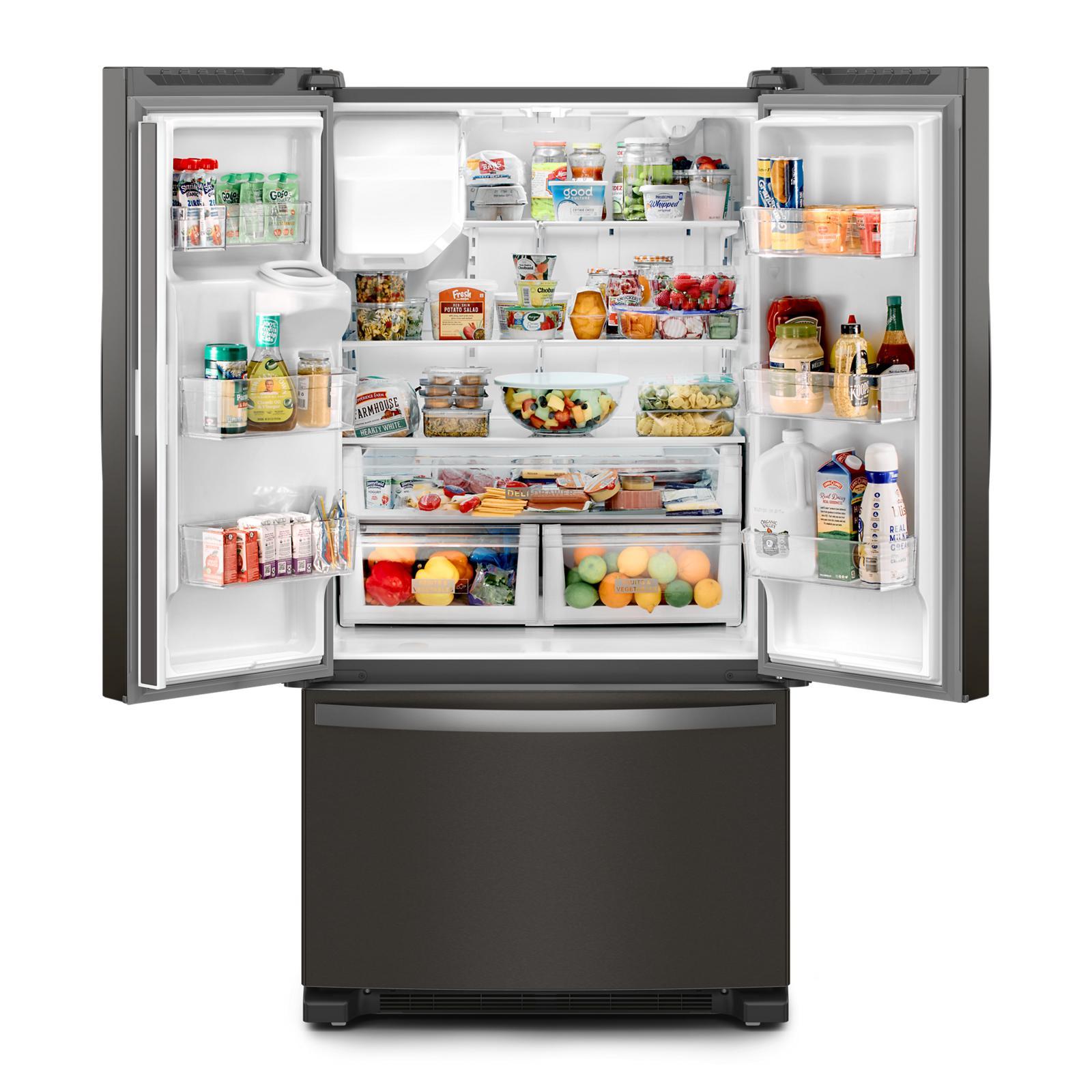 Whirlpool - 35.6 Inch 24.7 cu. ft French Door Refrigerator in FingerPrint Resistant Black Stainless - WRFF3436RV