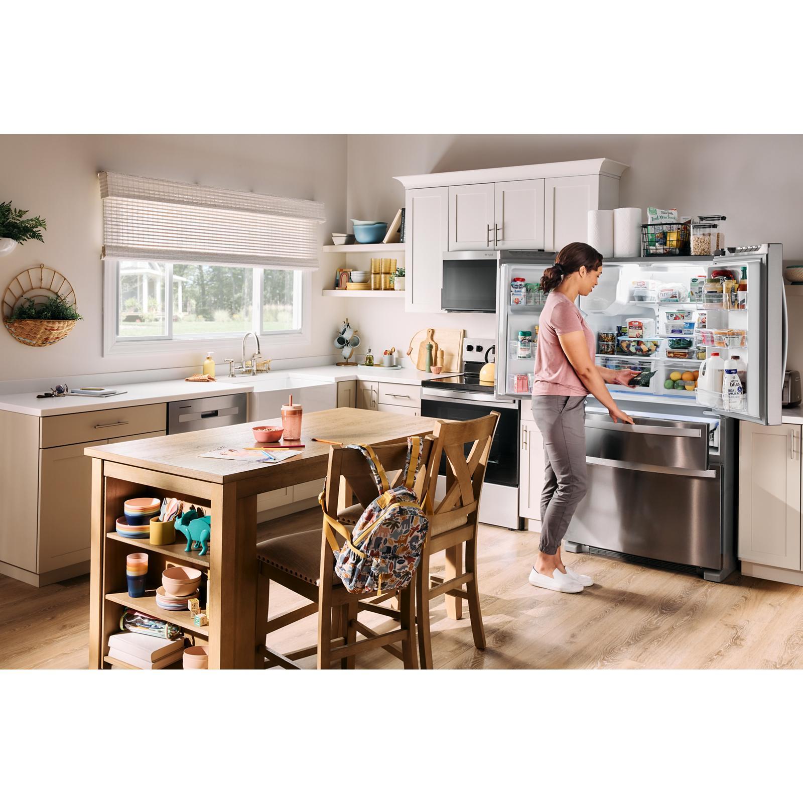 Whirlpool - 36 Inch 24.5 cu. ft French Door Bottom Mount Refrigerator in Black - WRMF3636RB