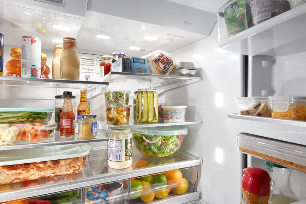 Whirlpool - 35.63 Inch 26 cu. ft French Door Refrigerator in Black Stainless - WRMF7736PV